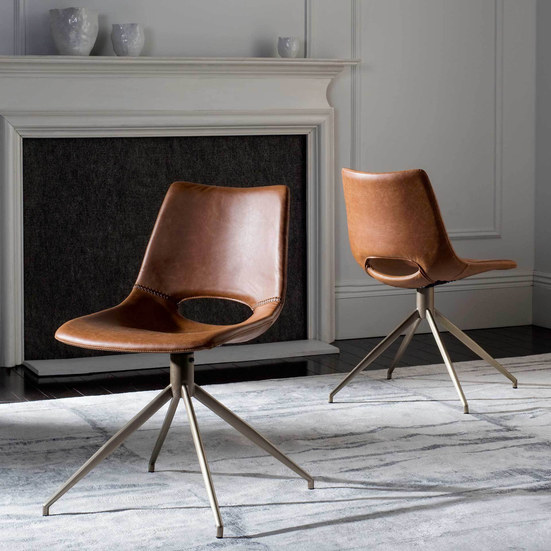 Dalary Leather Swivel Chair Light Brown (Set of 2) - Image 7