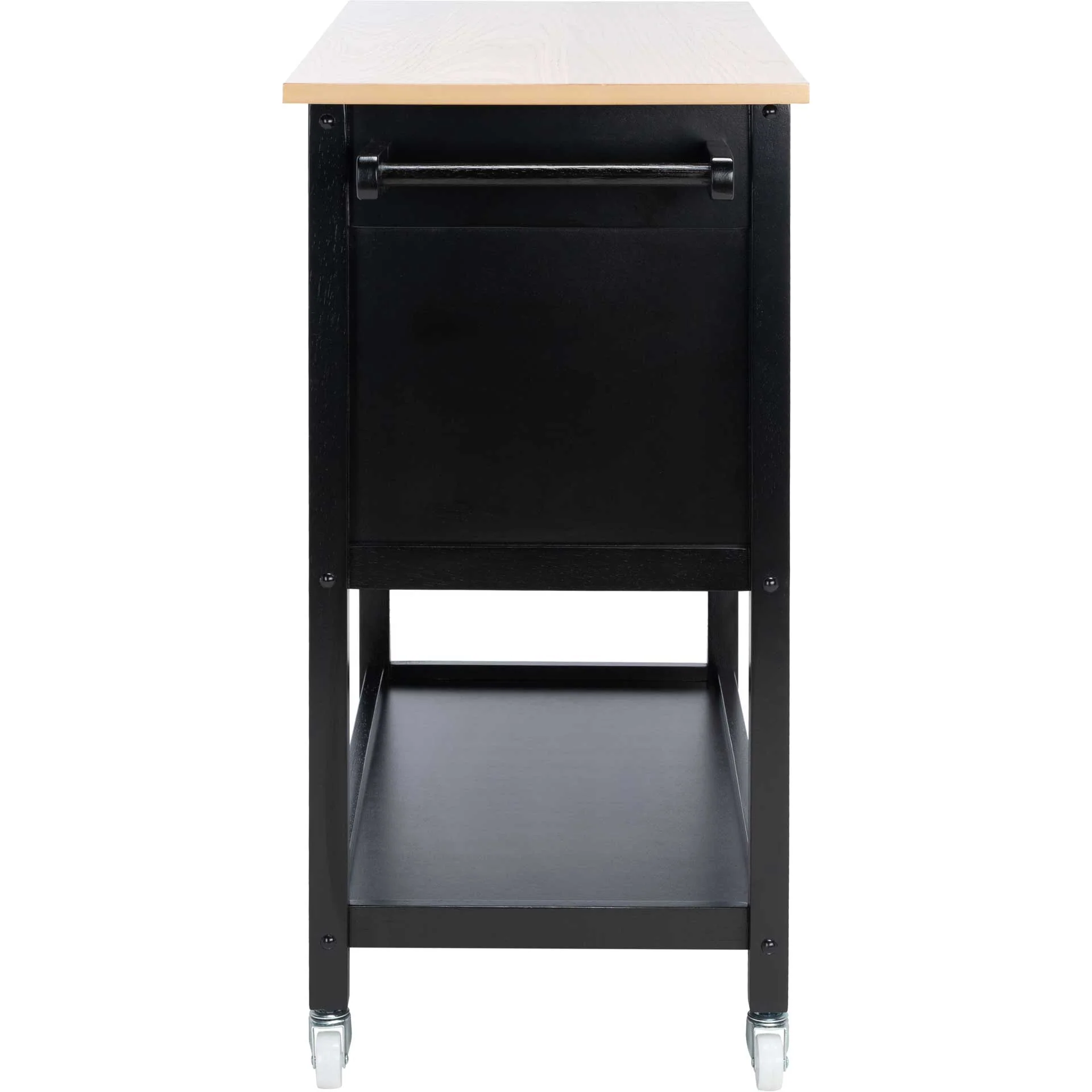 Dalit 2 Drawer 2 Shelf Kitchen Cart Natural/Matte Black - Image 2