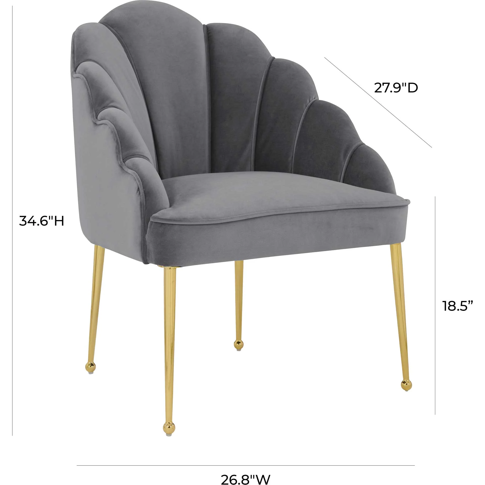 Dalton Velvet Chair Gray - Image 5