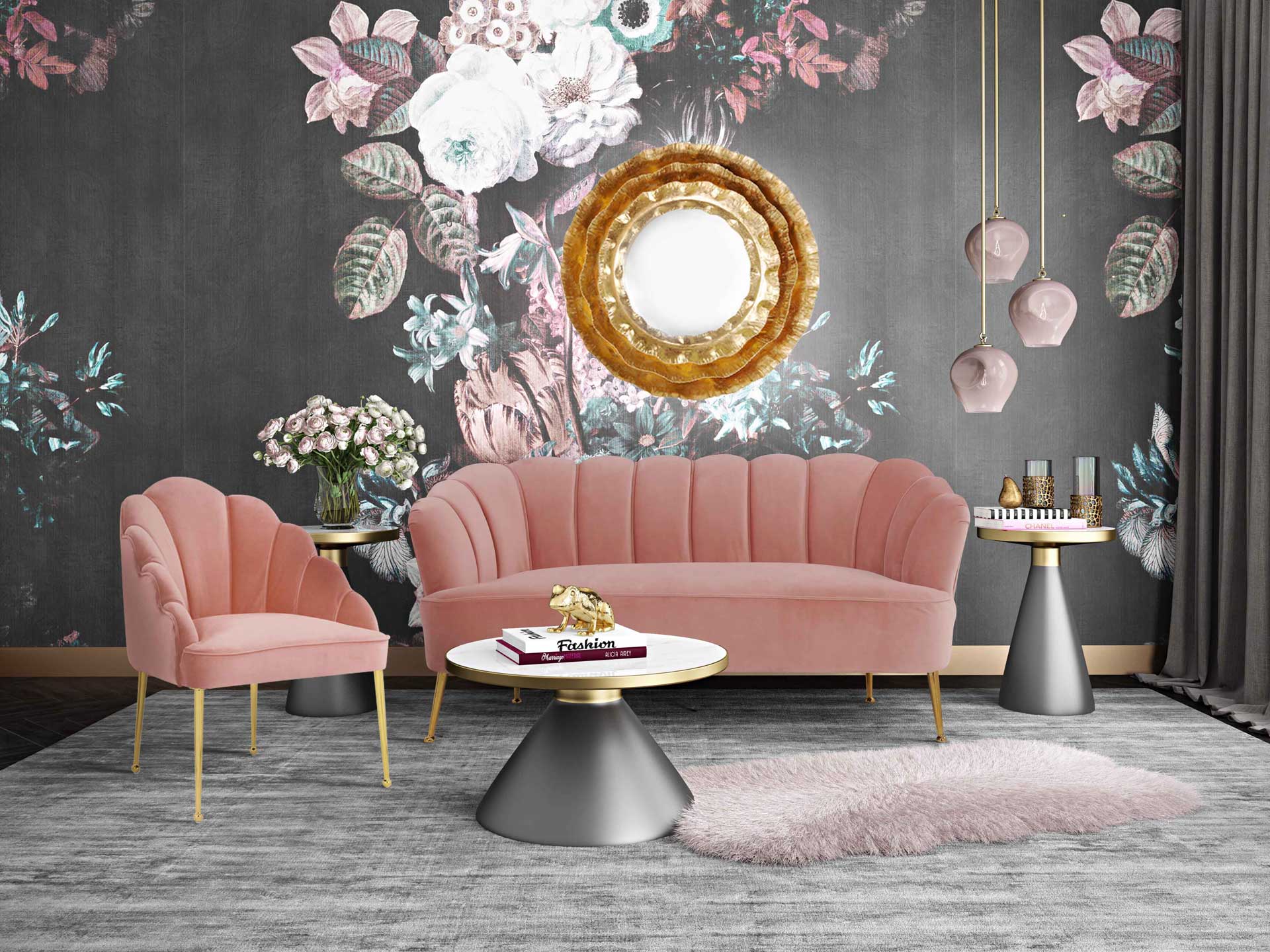 Dalton Velvet Loveseat Blush - Image 6