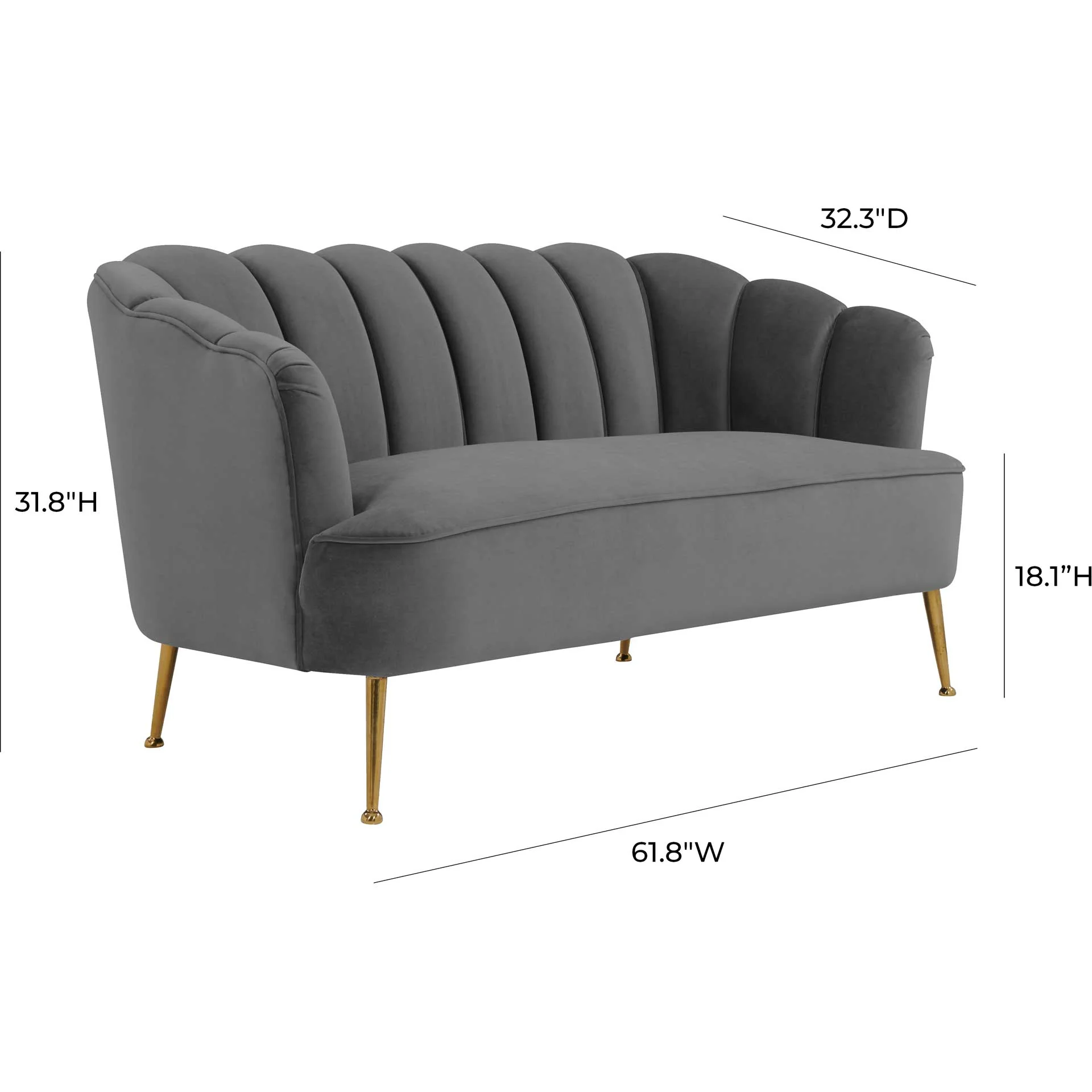 Dalton Velvet Loveseat Gray - Image 5