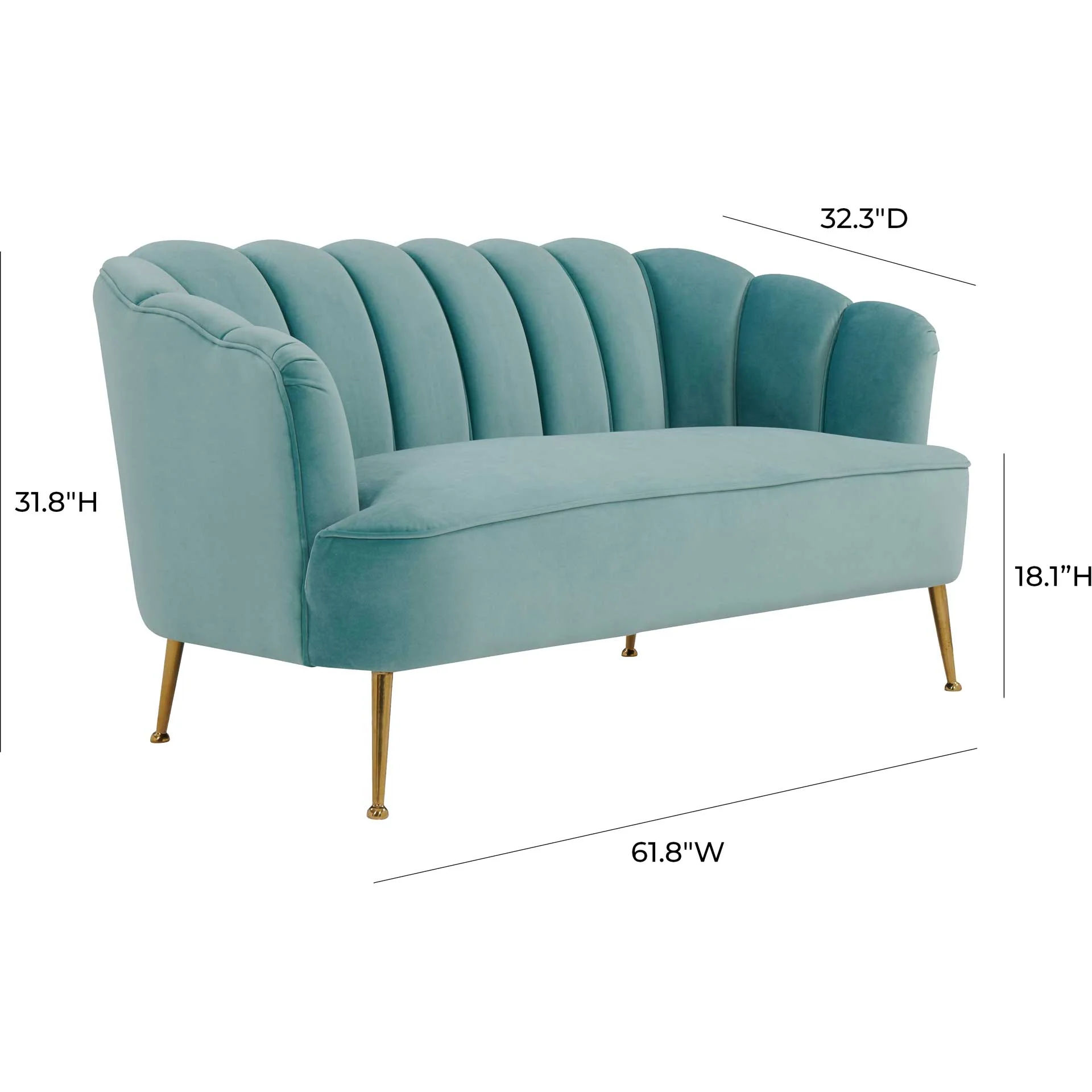 Dalton Velvet Loveseat Sea Blue - Image 5