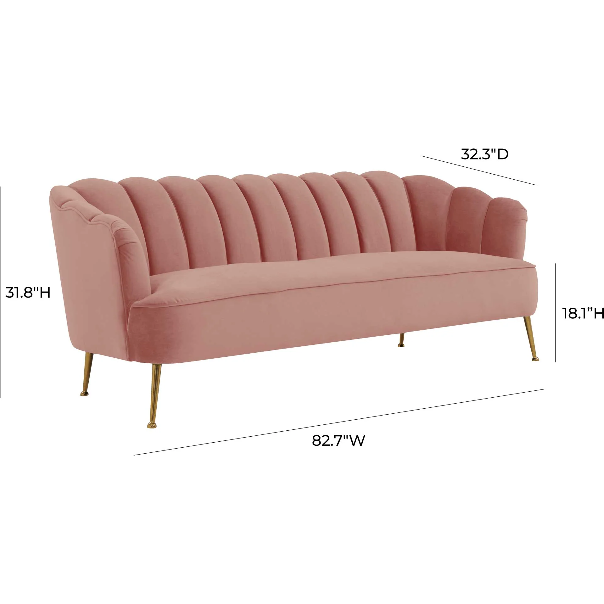 Dalton Velvet Sofa Blush - Image 6