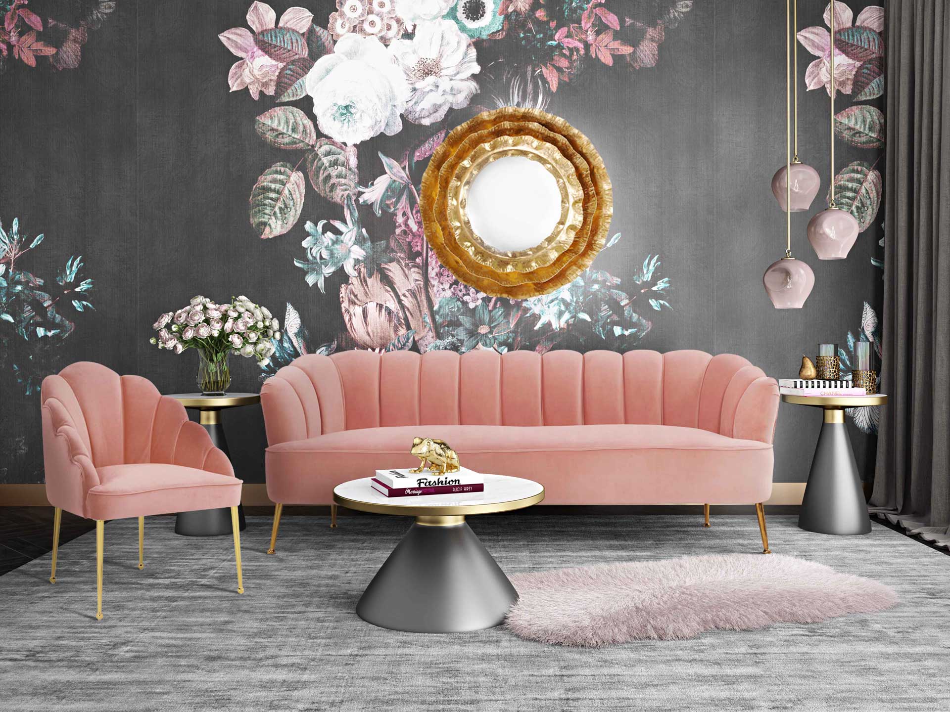 Dalton Velvet Sofa Blush - Image 7