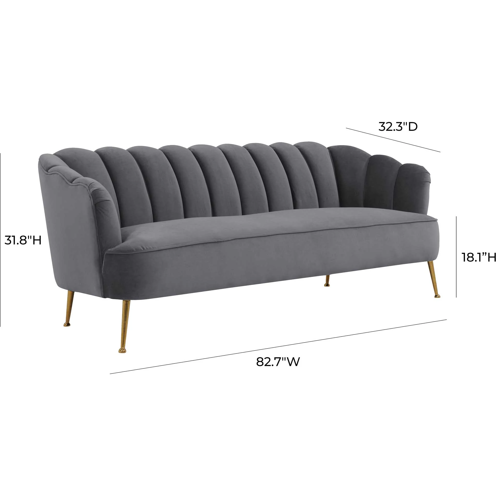 Dalton Velvet Sofa Gray - Image 5