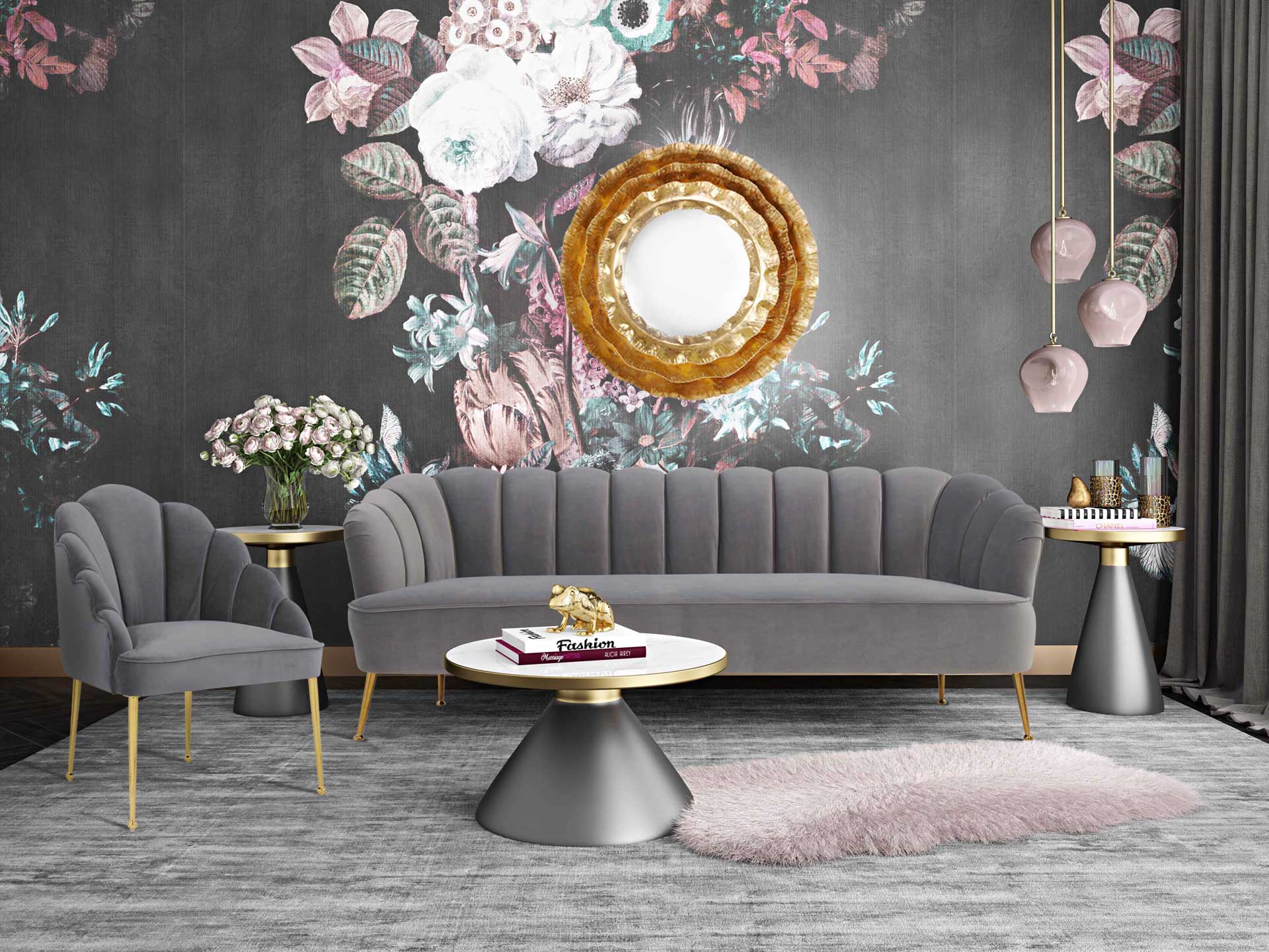 Dalton Velvet Sofa Gray - Image 6