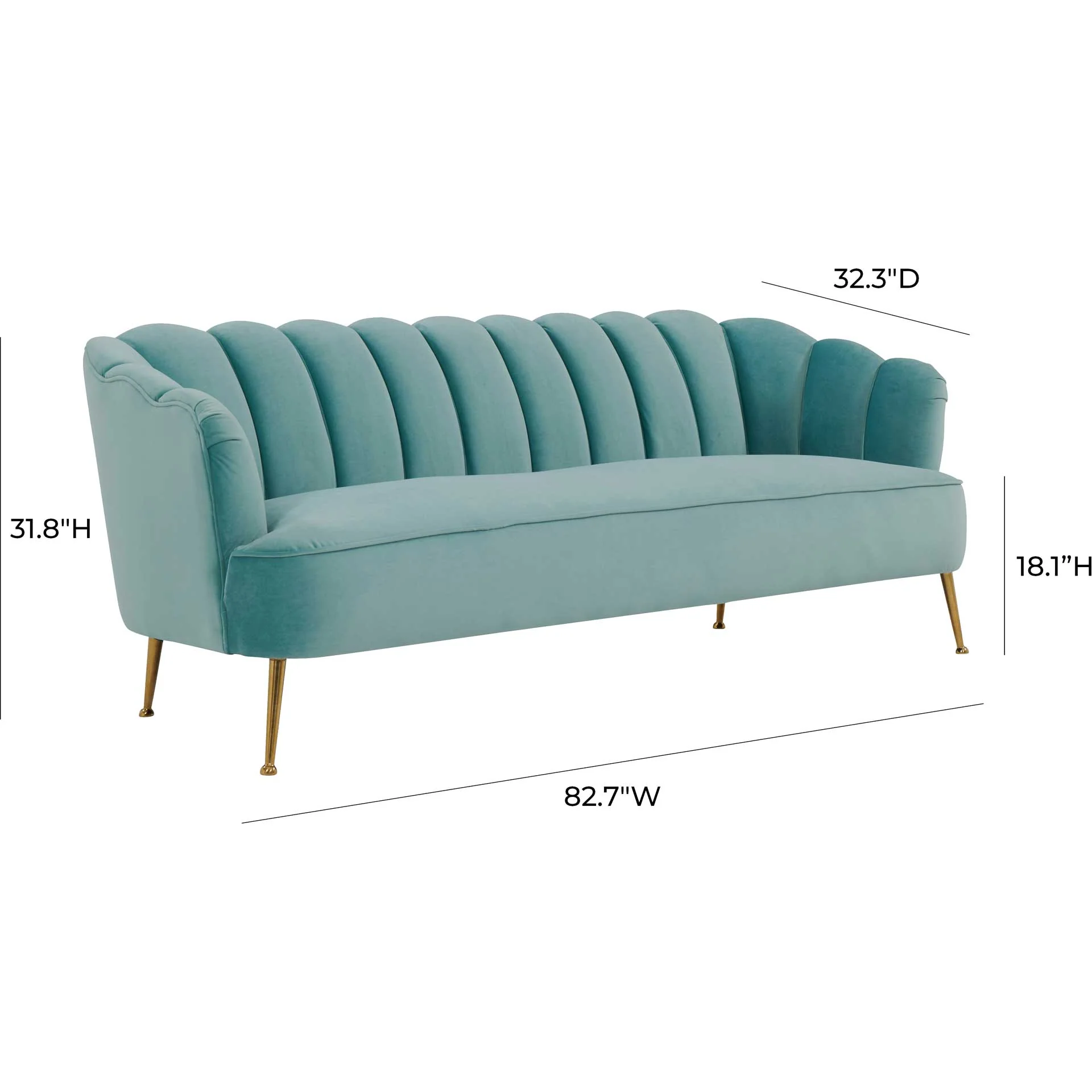 Dalton Velvet Sofa Sea Blue - Image 5