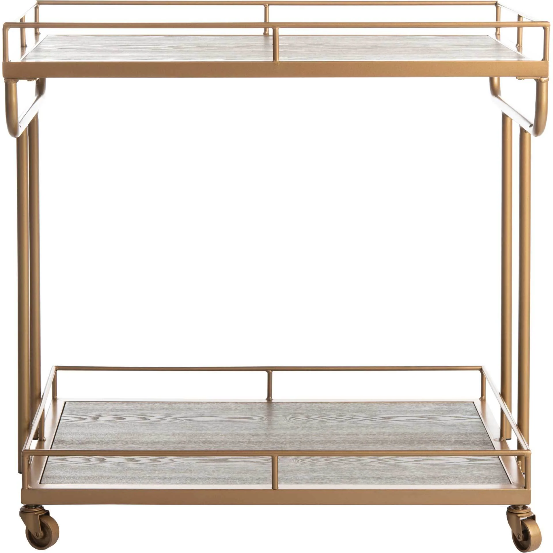 Damari 2 Tier Rectangle Bar Cart Rustic Oak/Gold - Image 2