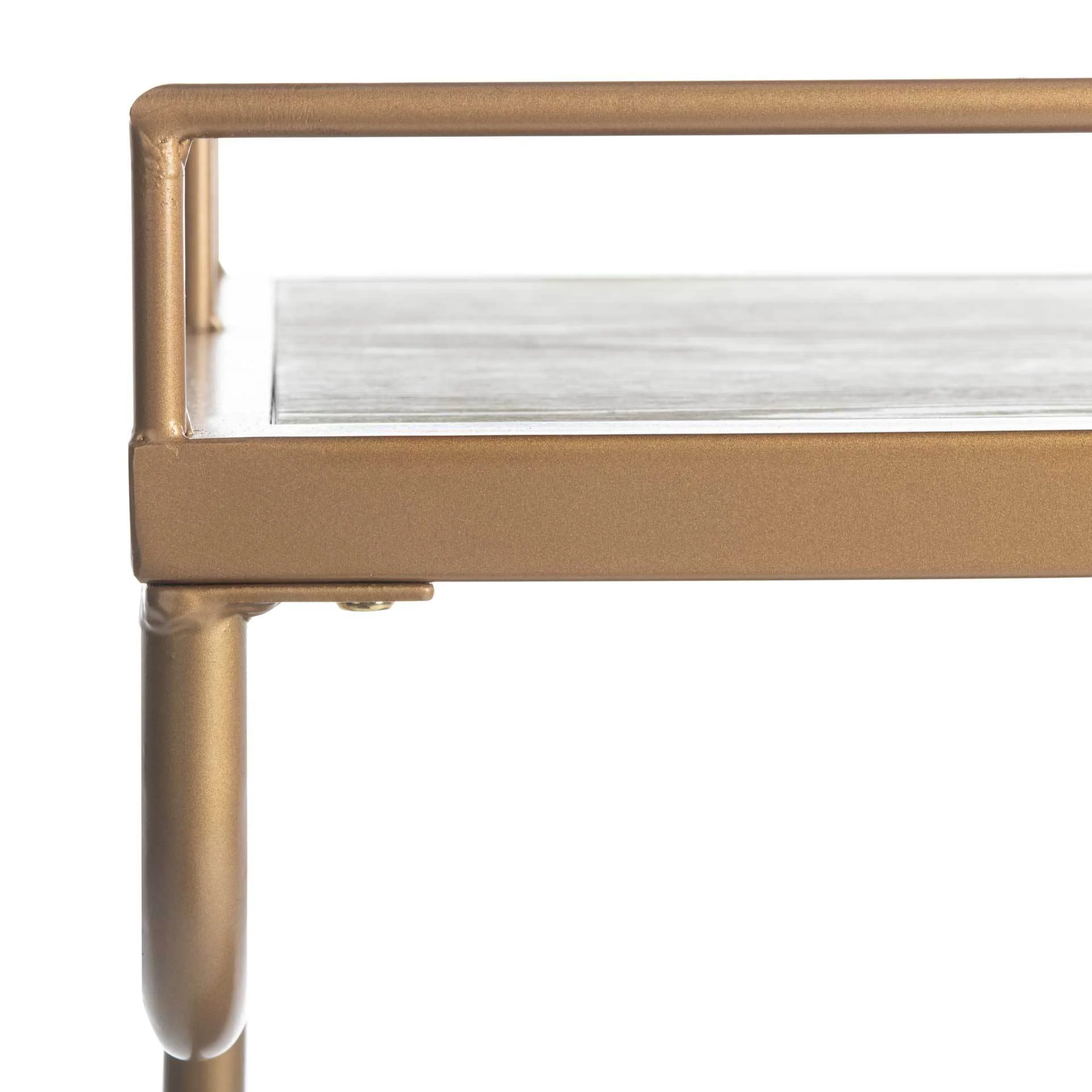 Damari 2 Tier Rectangle Bar Cart Rustic Oak/Gold - Image 4