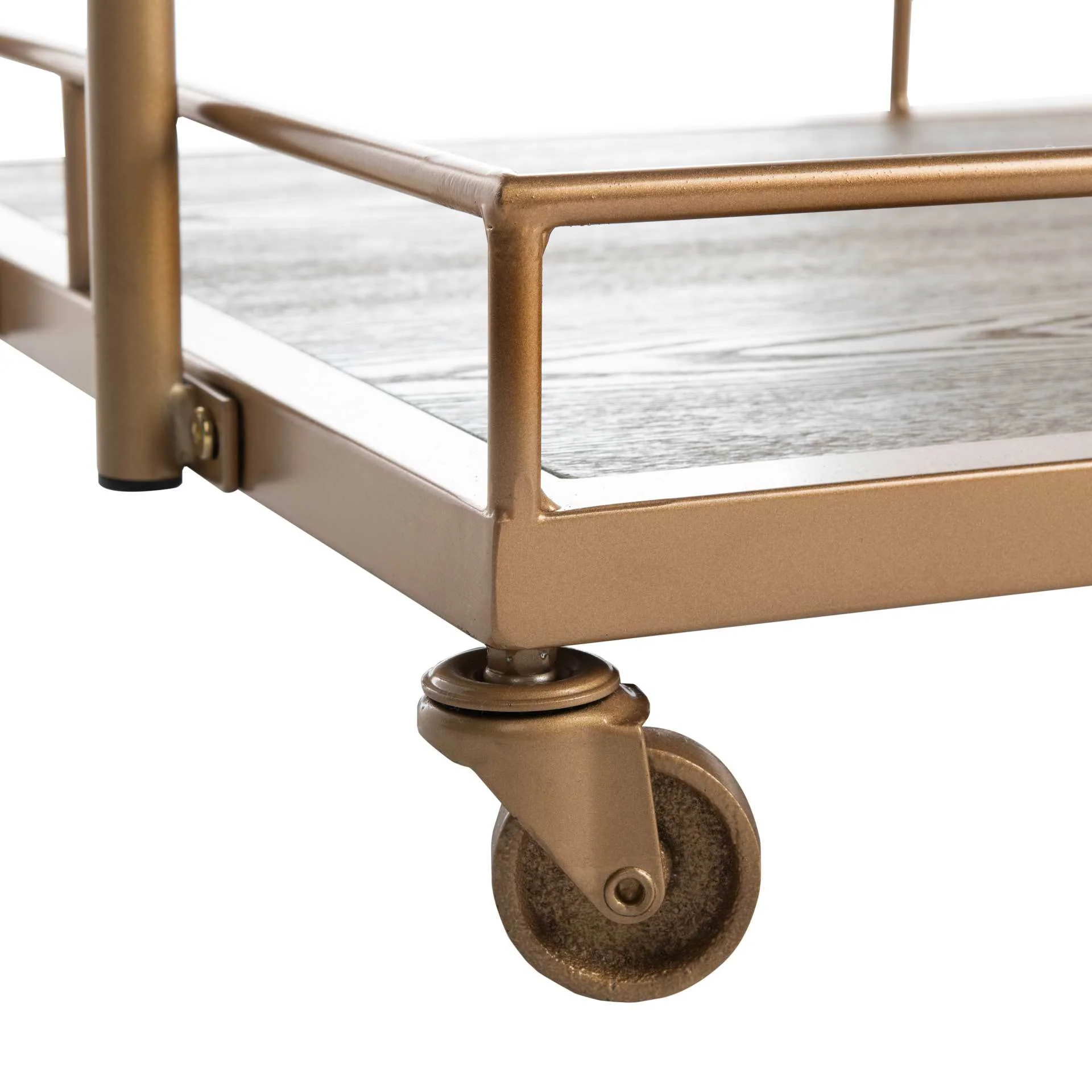 Damari 2 Tier Rectangle Bar Cart Rustic Oak/Gold - Image 6