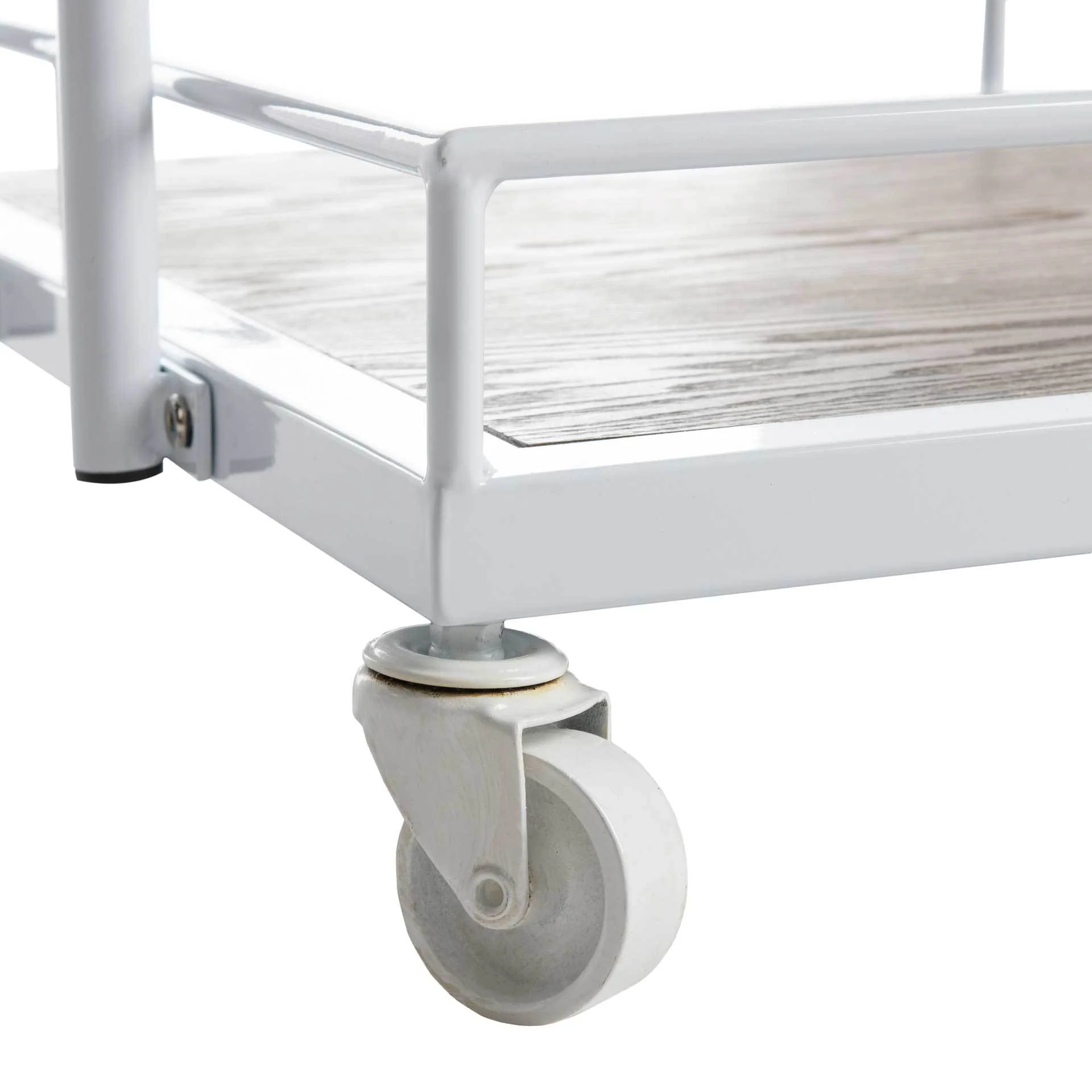 Damari 2 Tier Rectangle Bar Cart Rustic Oak/White - Image 6
