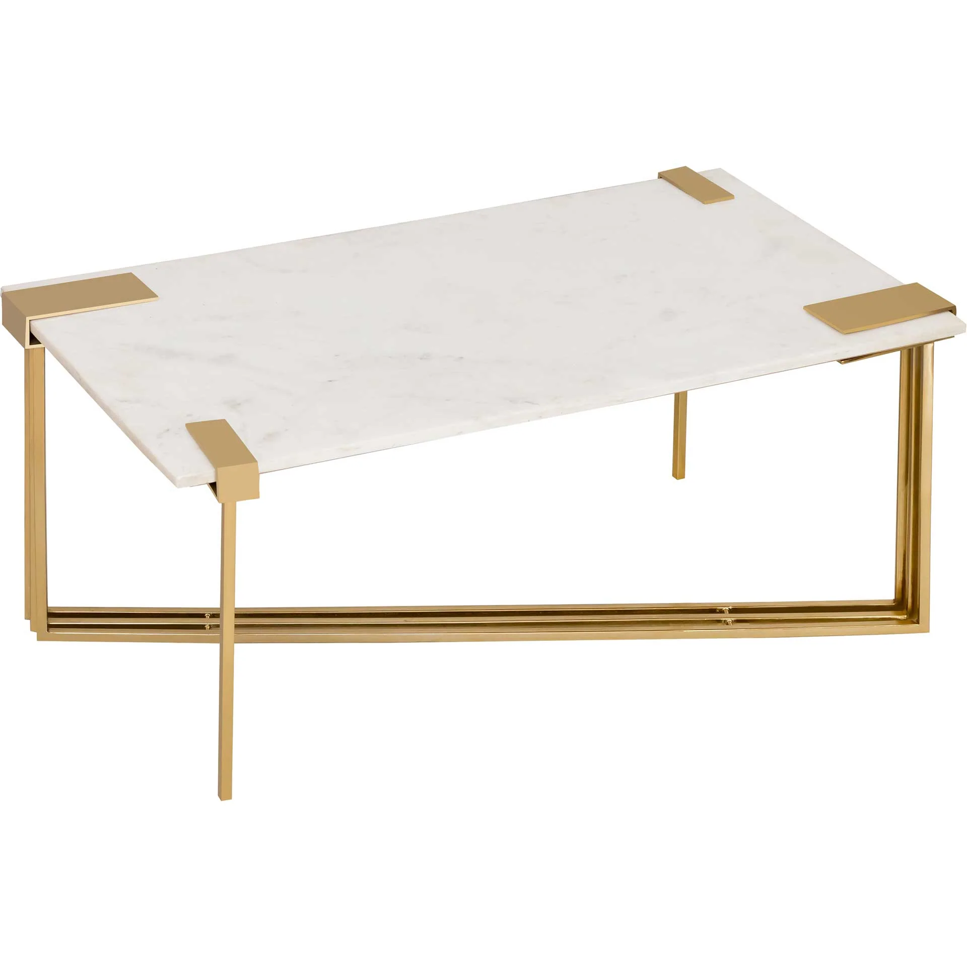 Damari Marble Coffee Table Gold/White - Image 2