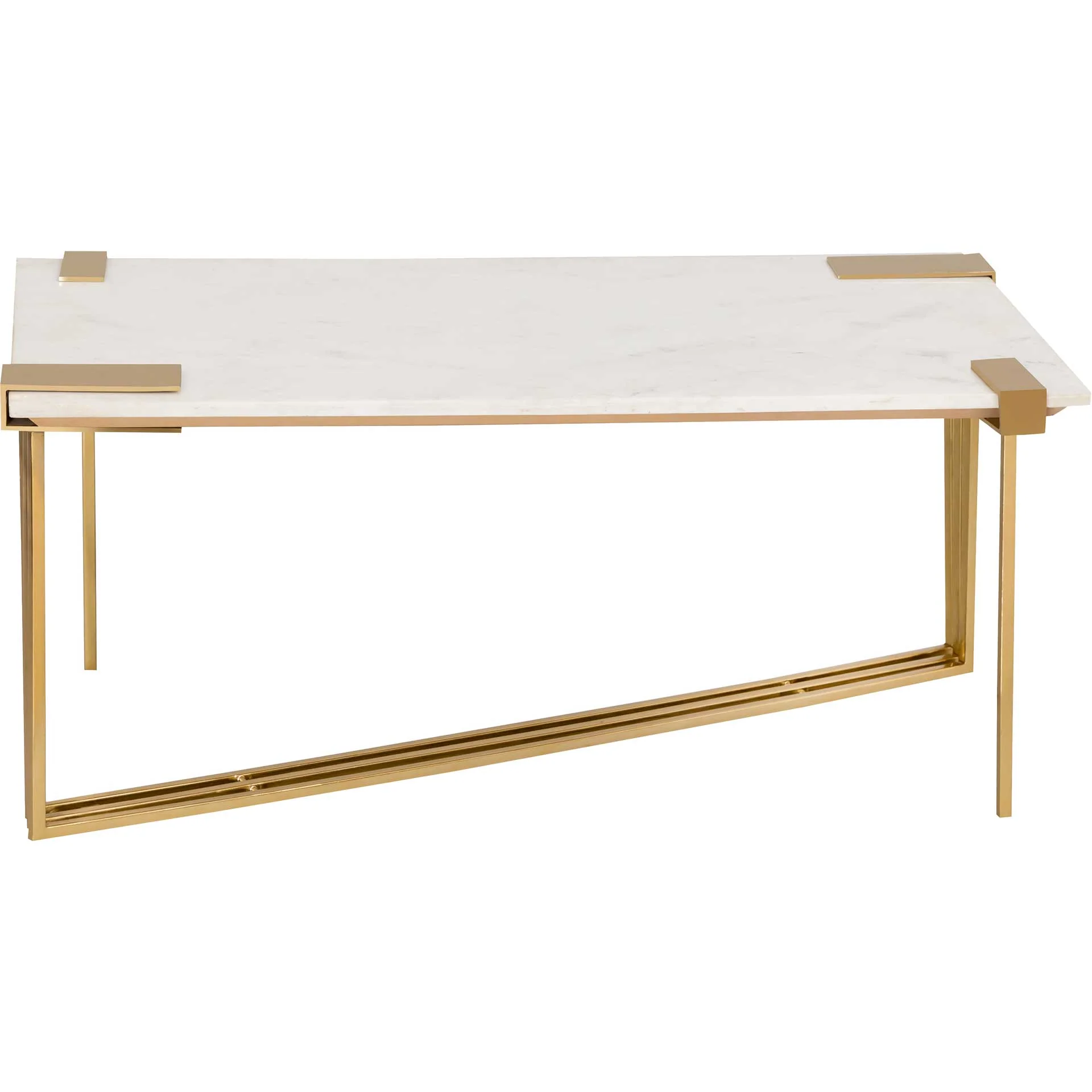 Damari Marble Coffee Table Gold/White - Image 3