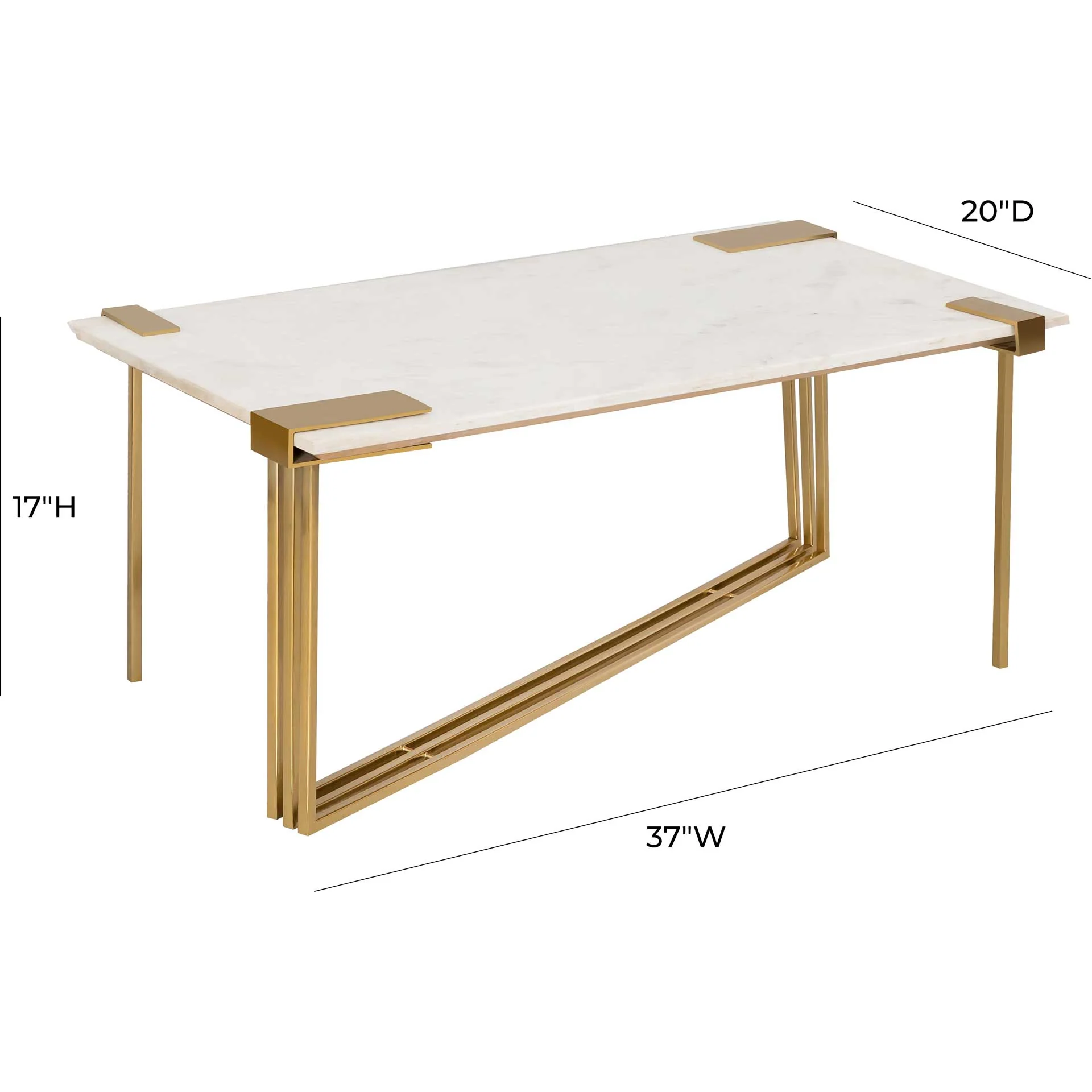 Damari Marble Coffee Table Gold/White - Image 6