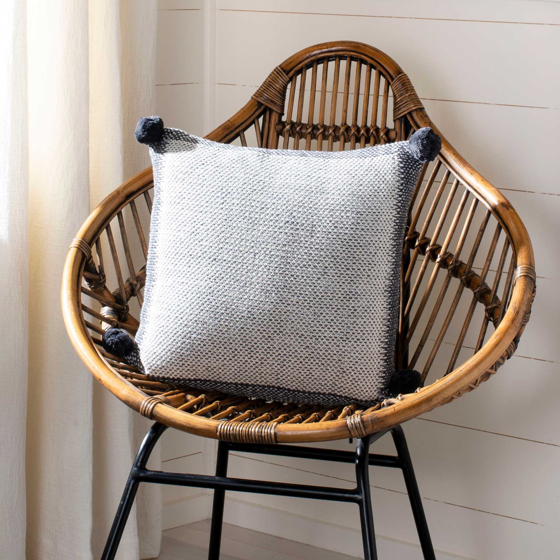 Danielle Knit Pillow Dark Gray/Natural/Silver - Image 2