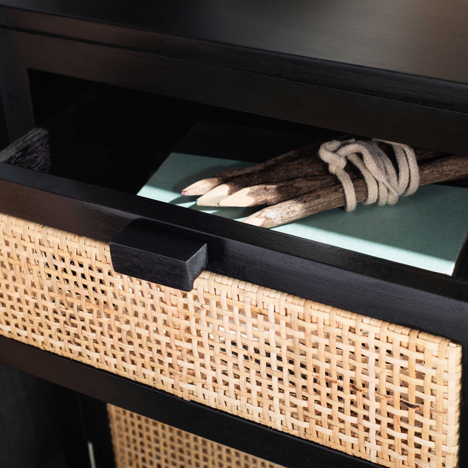 Daphne 1 Drawer 1 Door Nightstand Black/Natural - Image 7