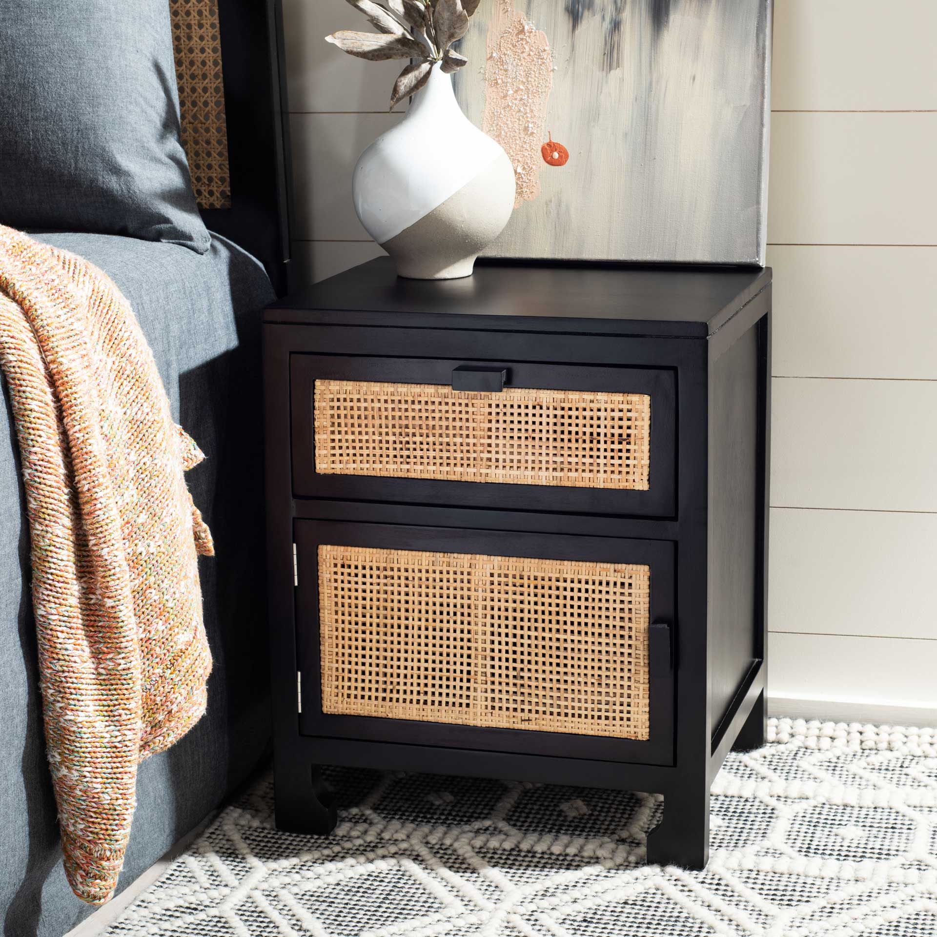 Daphne 1 Drawer 1 Door Nightstand Black/Natural - Image 8