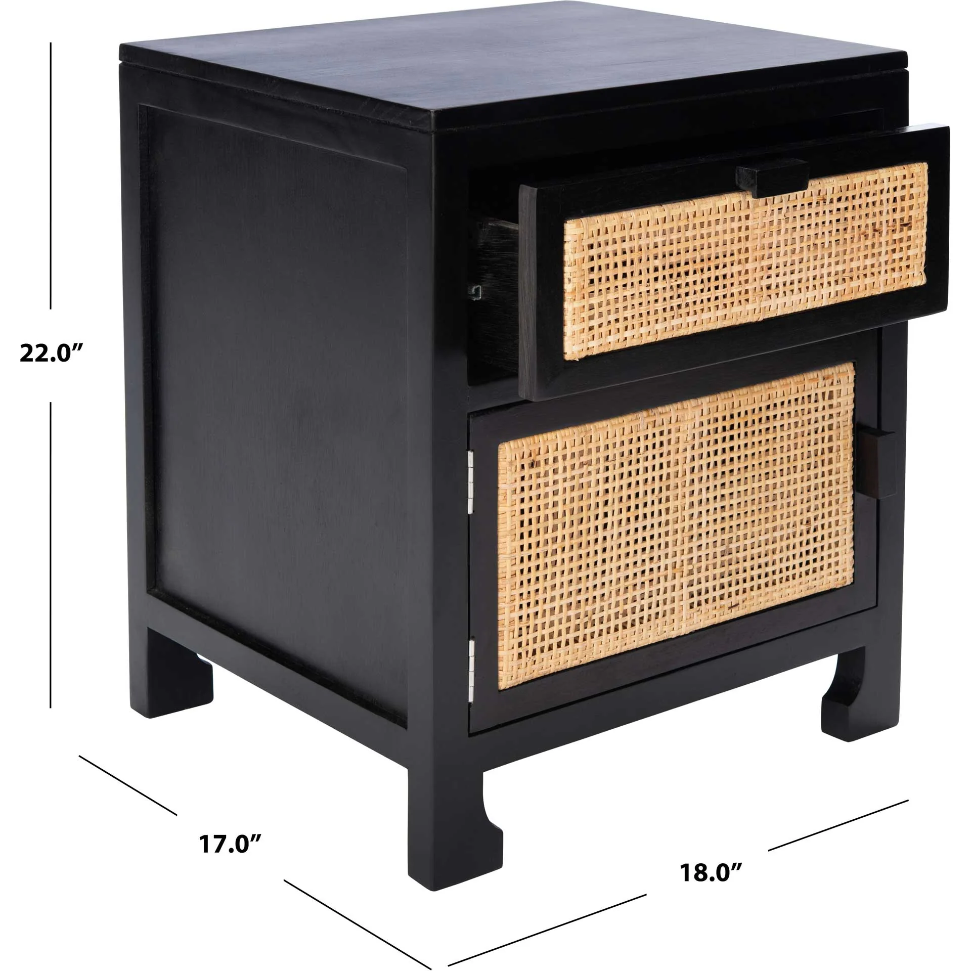 Daphne 1 Drawer 1 Door Nightstand Black/Natural - Image 9
