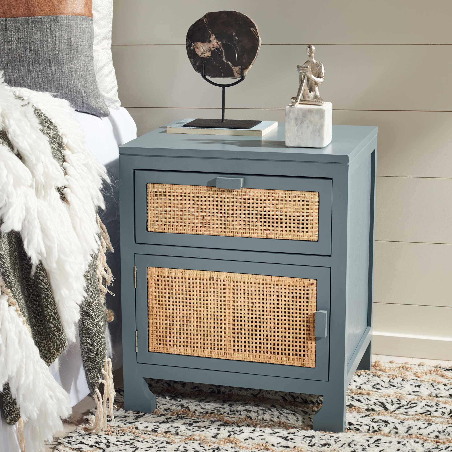 Daphne 1 Drawer 1 Door Nightstand Blue Gray/Natural - Image 8