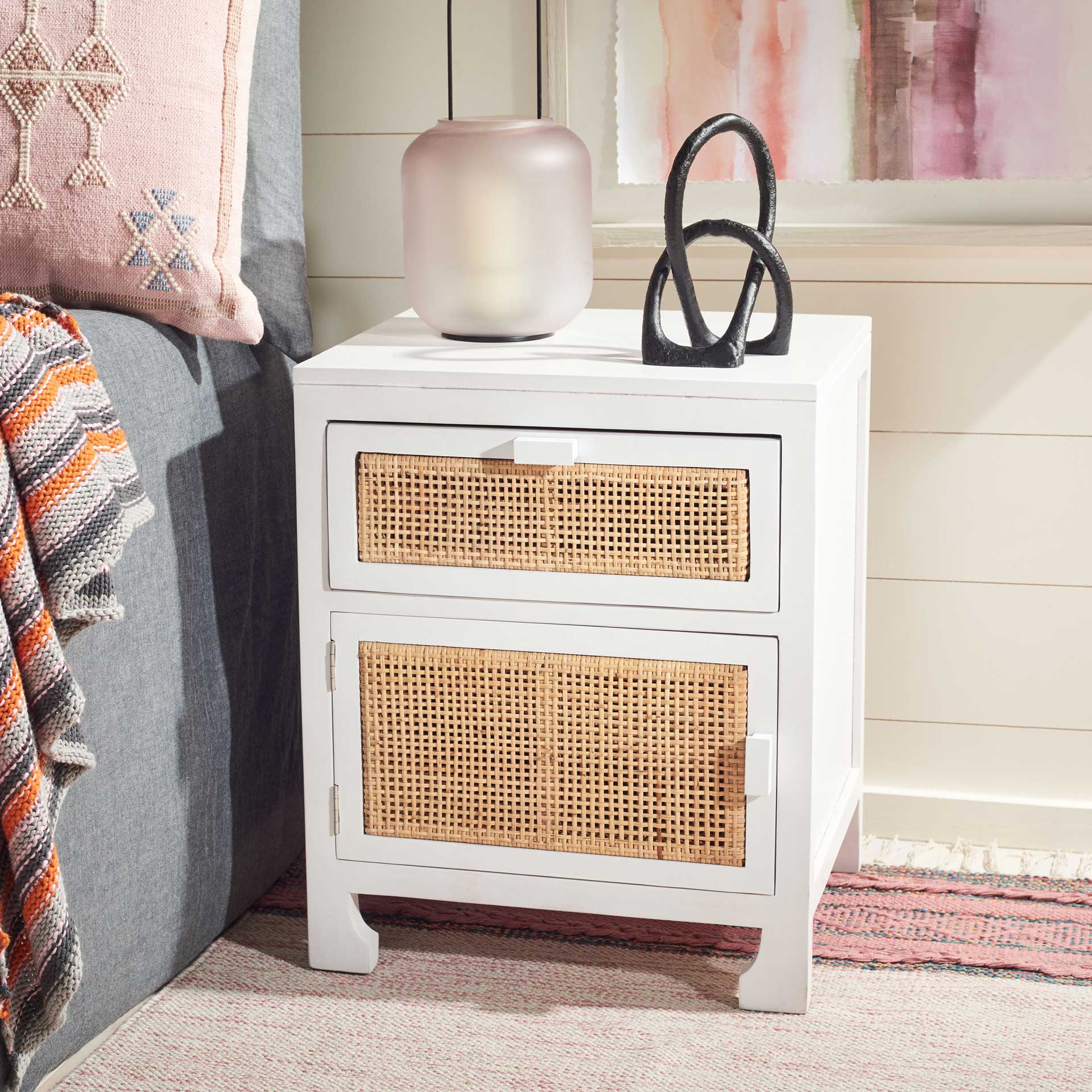 Daphne 1 Drawer 1 Door Nightstand White/Natural - Image 8