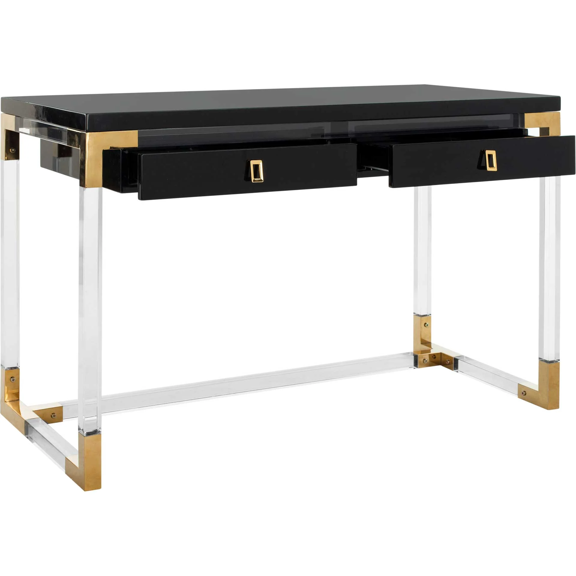 Darian Acrylic Desk Black/Clear - Image 2
