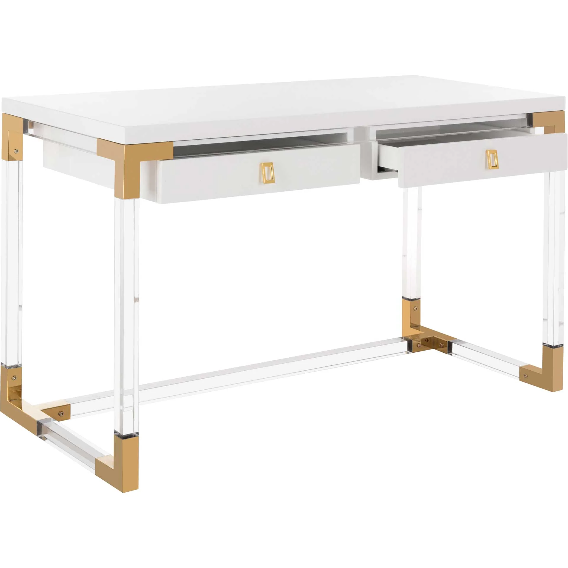 Darian Acrylic Desk White/Clear - Image 2