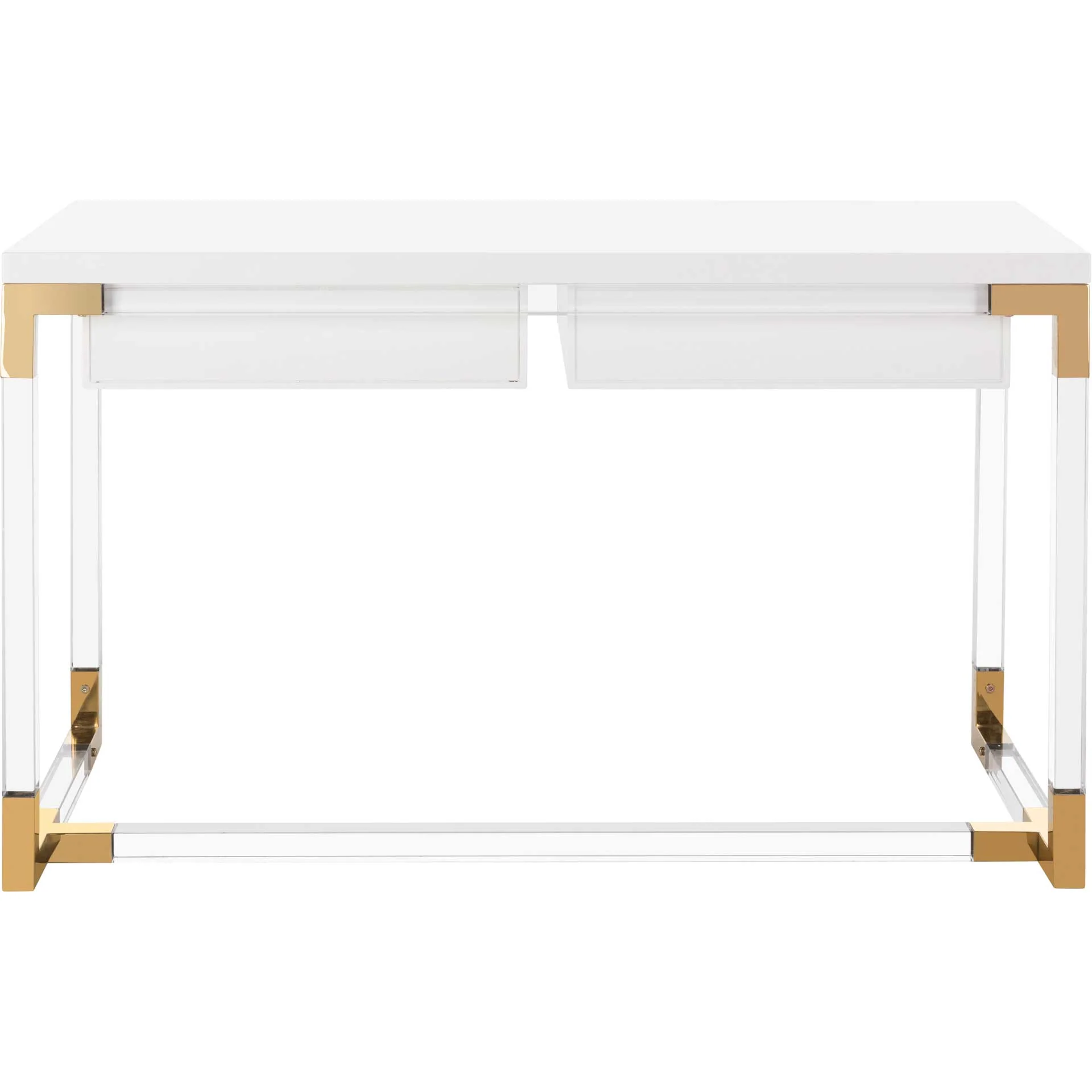 Darian Acrylic Desk White/Clear - Image 4