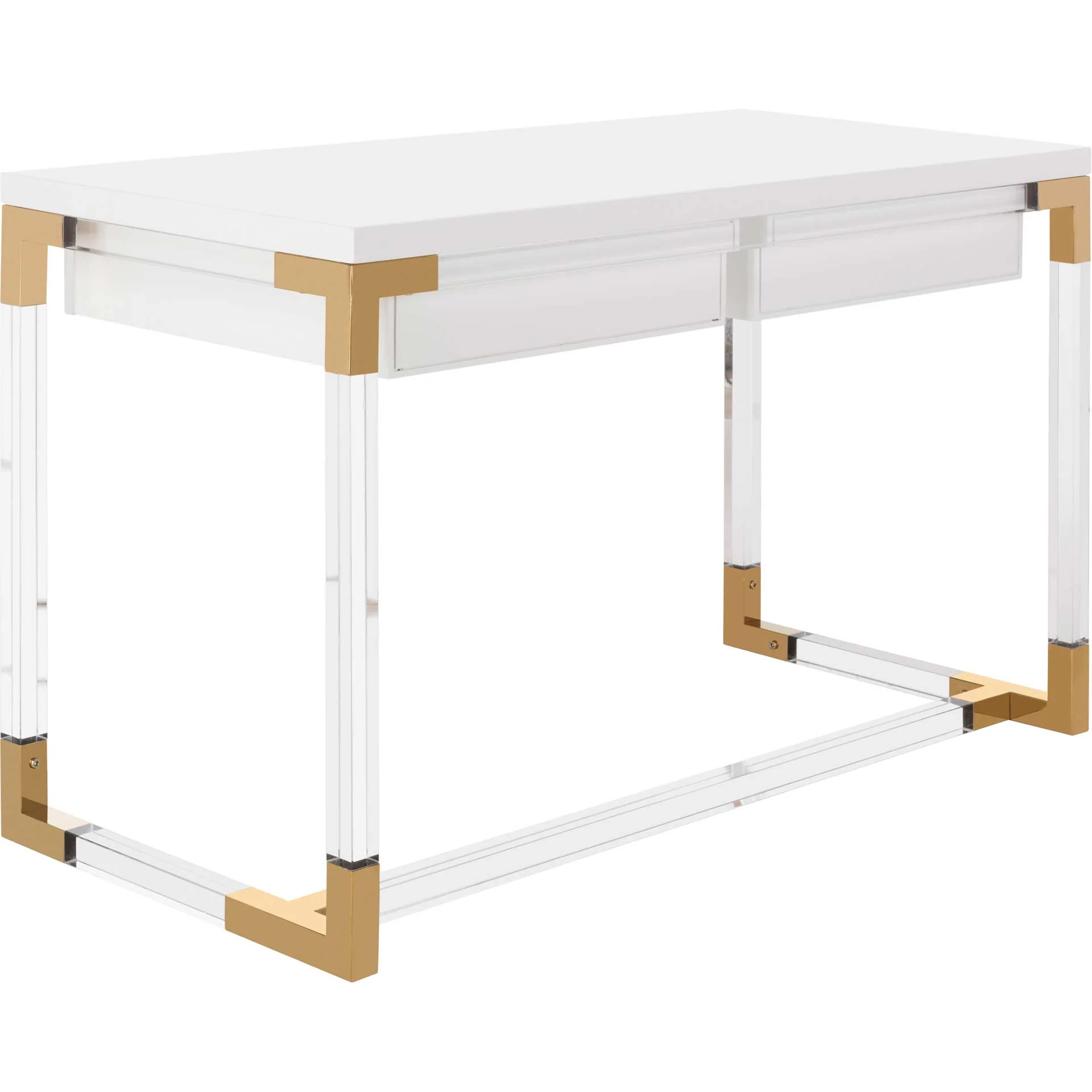 Darian Acrylic Desk White/Clear - Image 5