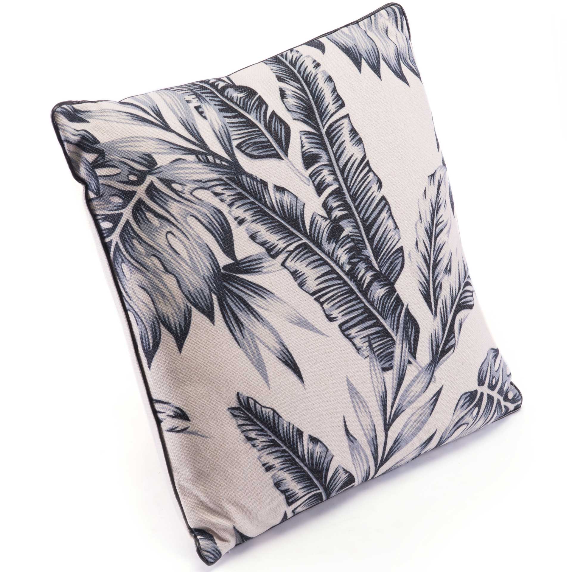 Dark Leaves Pillow Black/Beige - Image 2