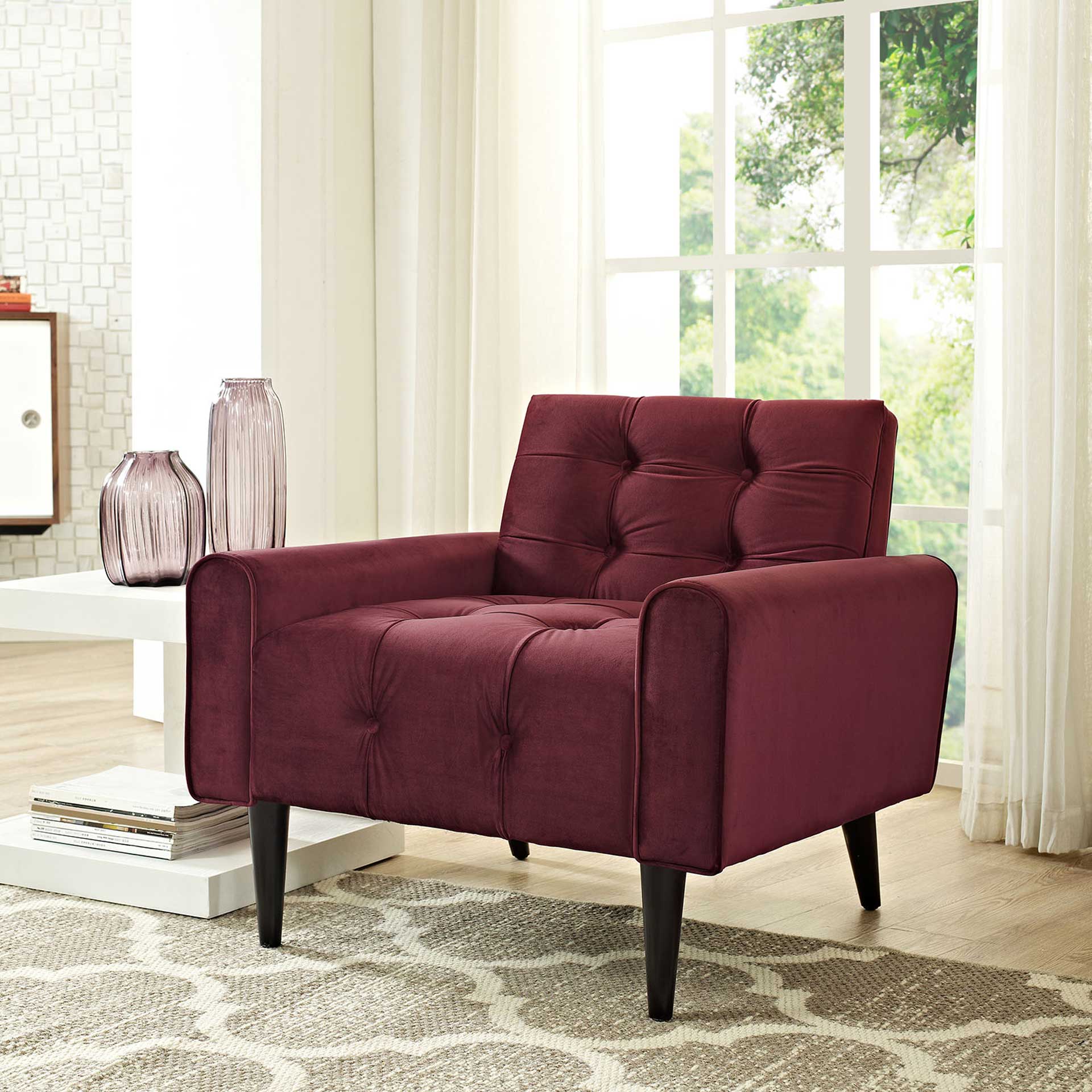 Davis Velvet Armchair Maroon - Image 5