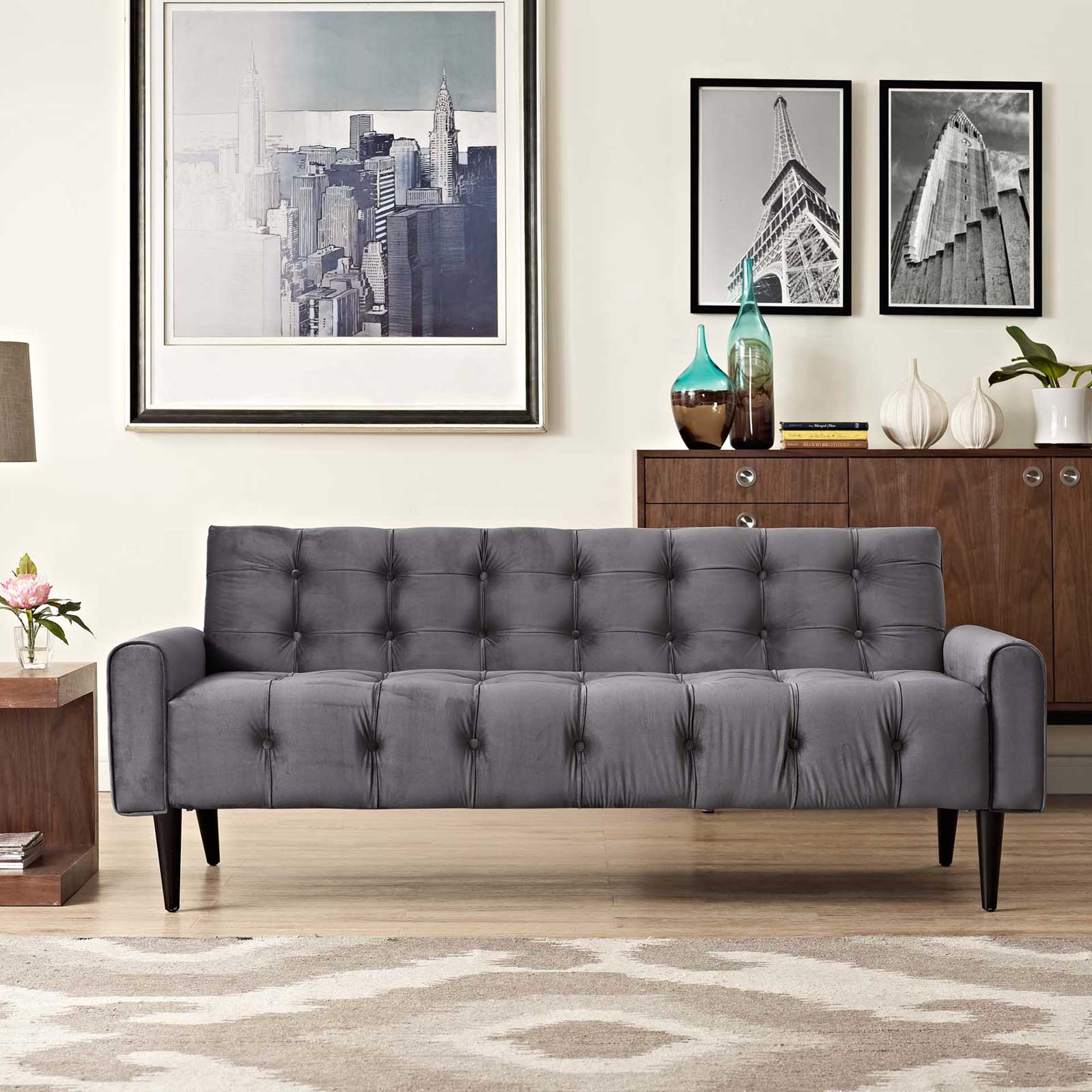 Davis Velvet Sofa Gray - Image 4