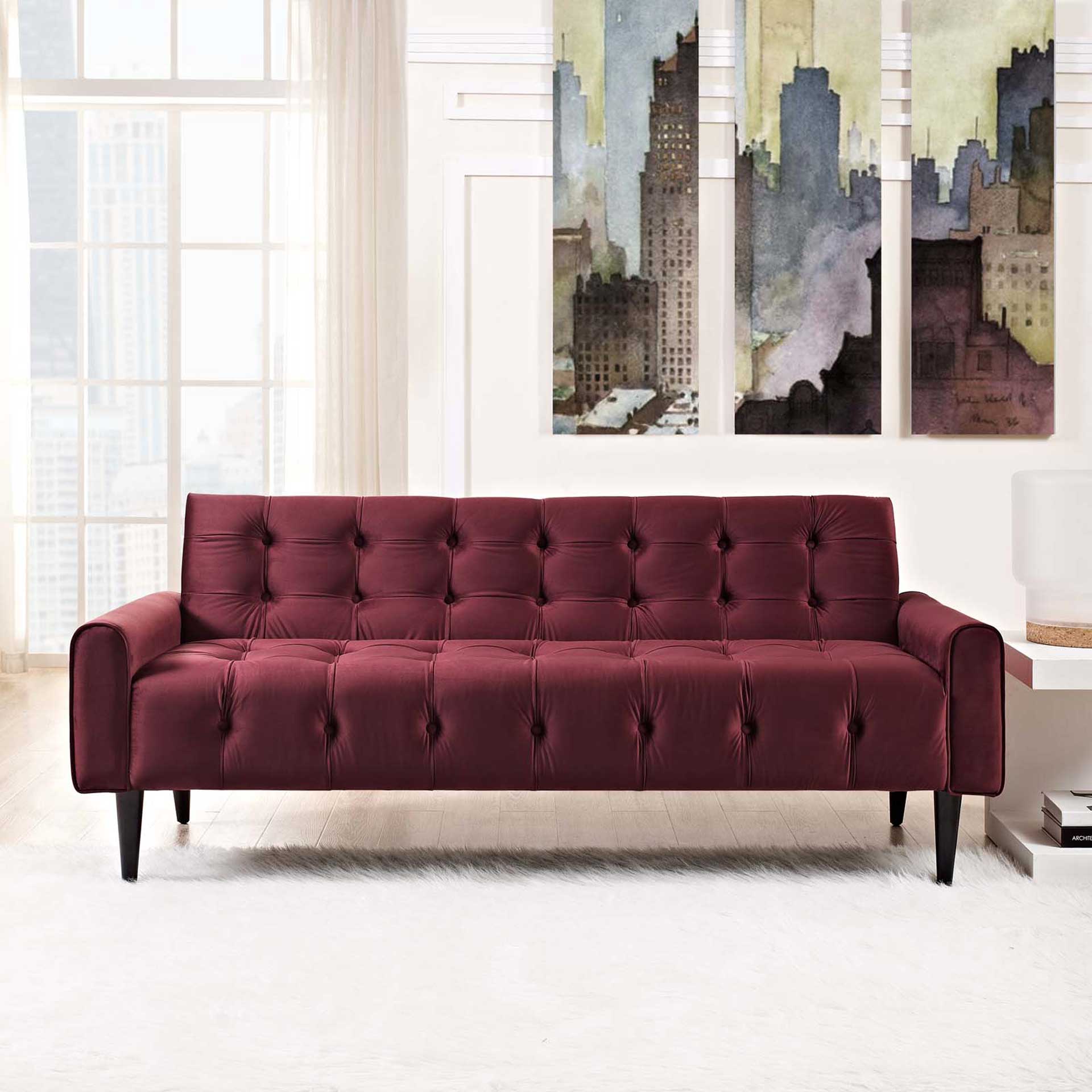 Davis Velvet Sofa Maroon - Image 4