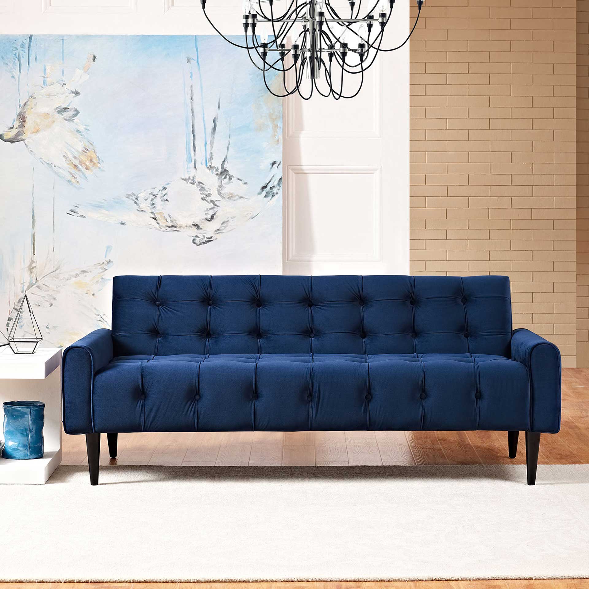 Davis Velvet Sofa Navy - Image 4