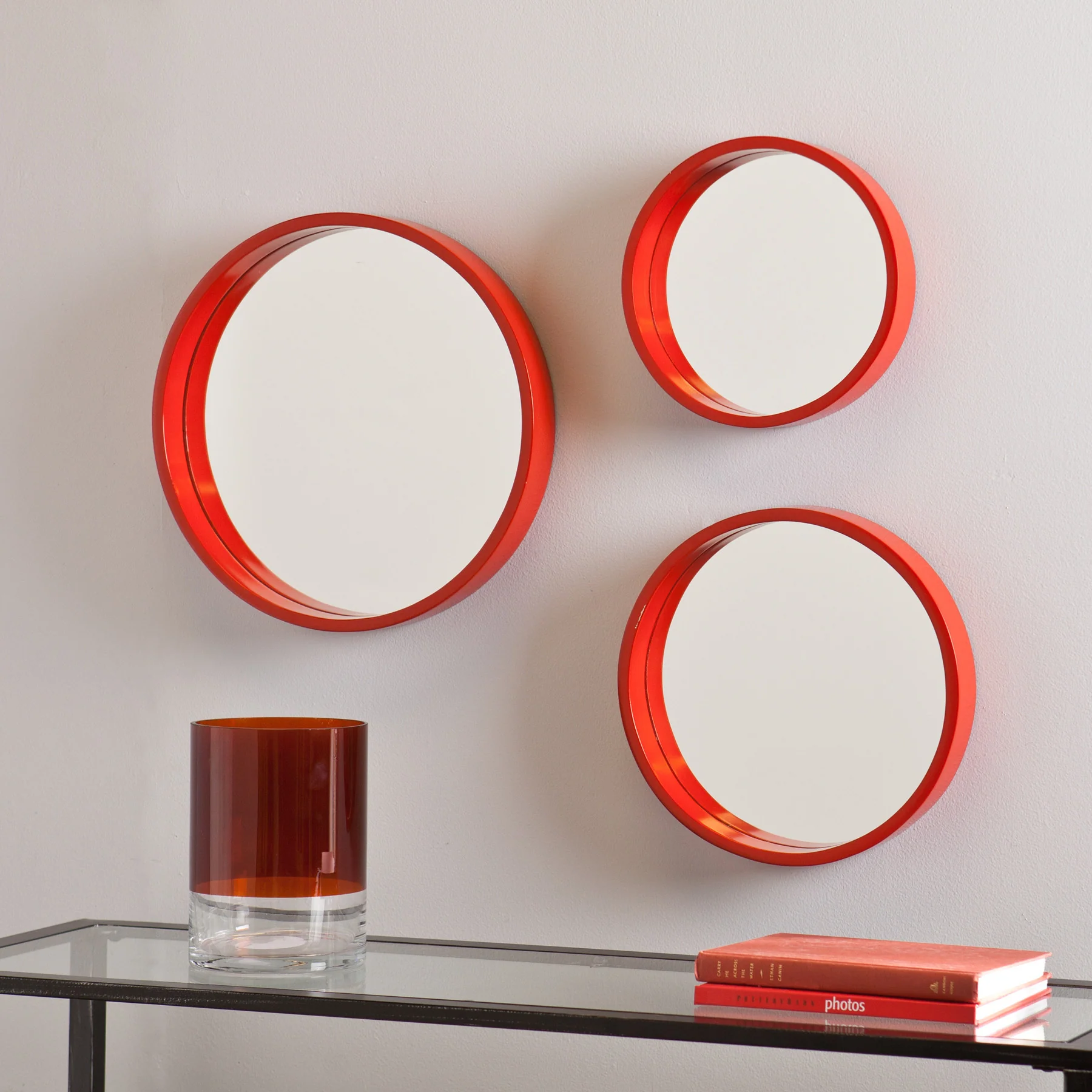 Daws Wall Mirror Red/Orange (Set of 3) - Image 2