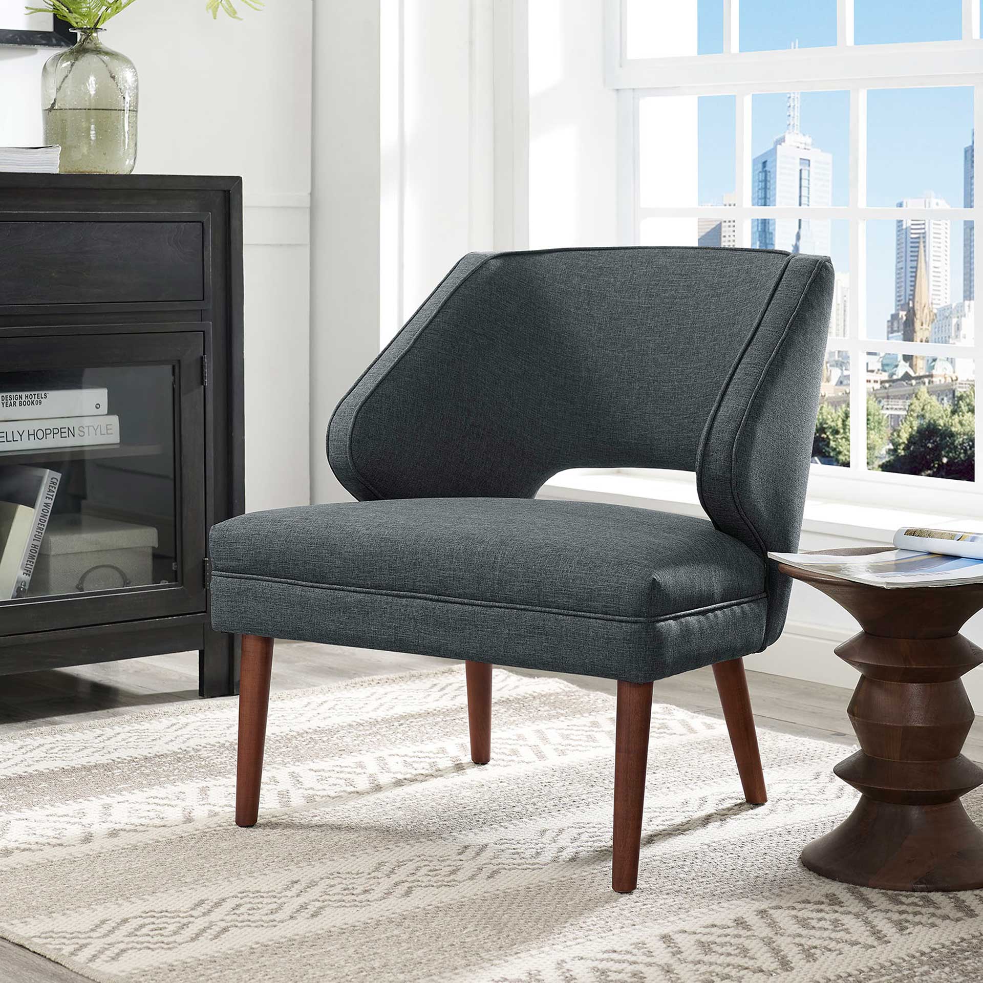 Dawson Upholstered Fabric Armchair Gray - Image 4