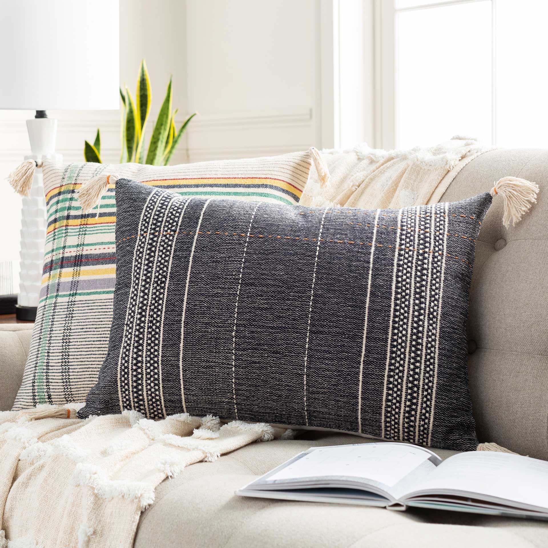Dayton Pillow Black/Ivory/Bright Orange - Image 3