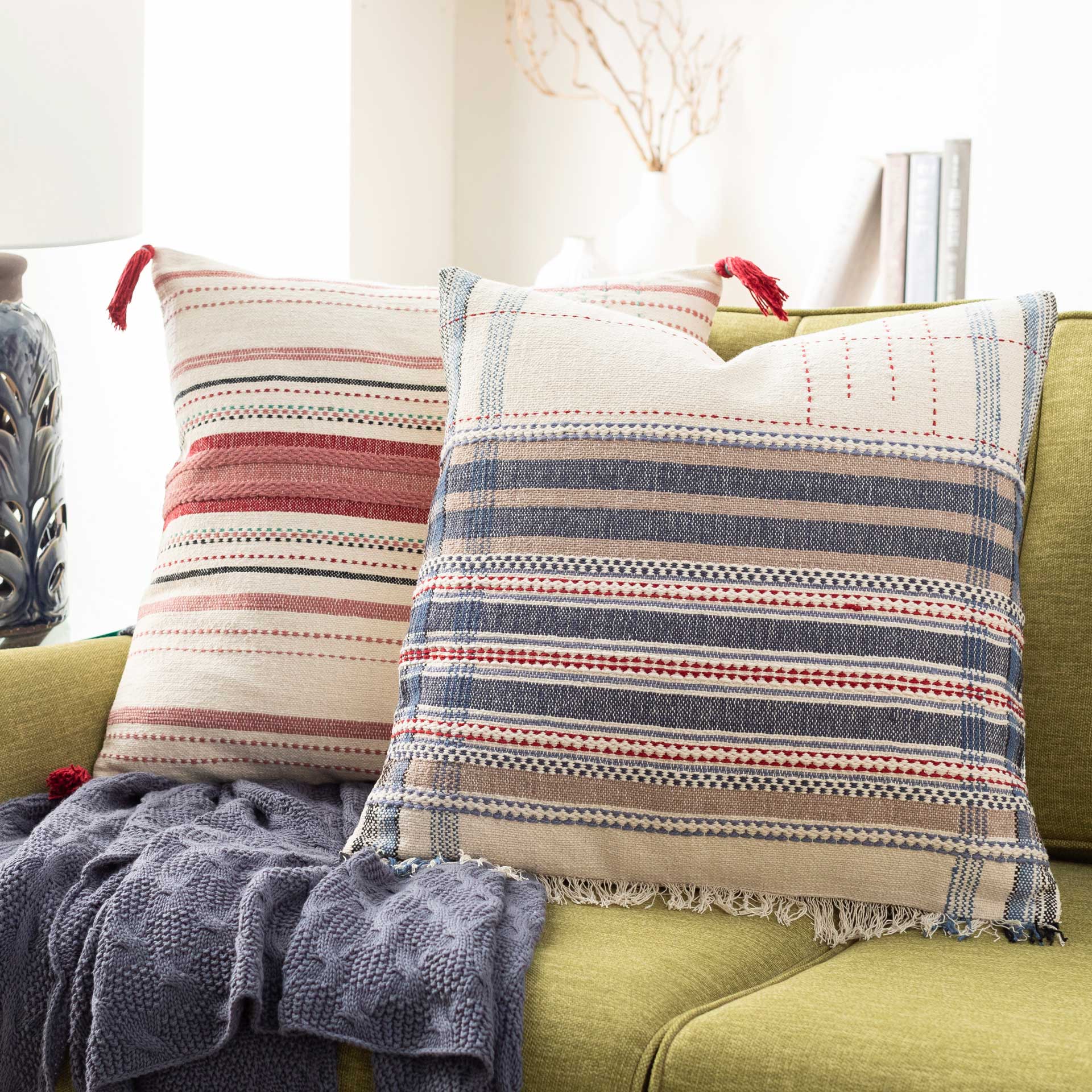 Dayton Pillow Ivory/Navy/Taupe - Image 3