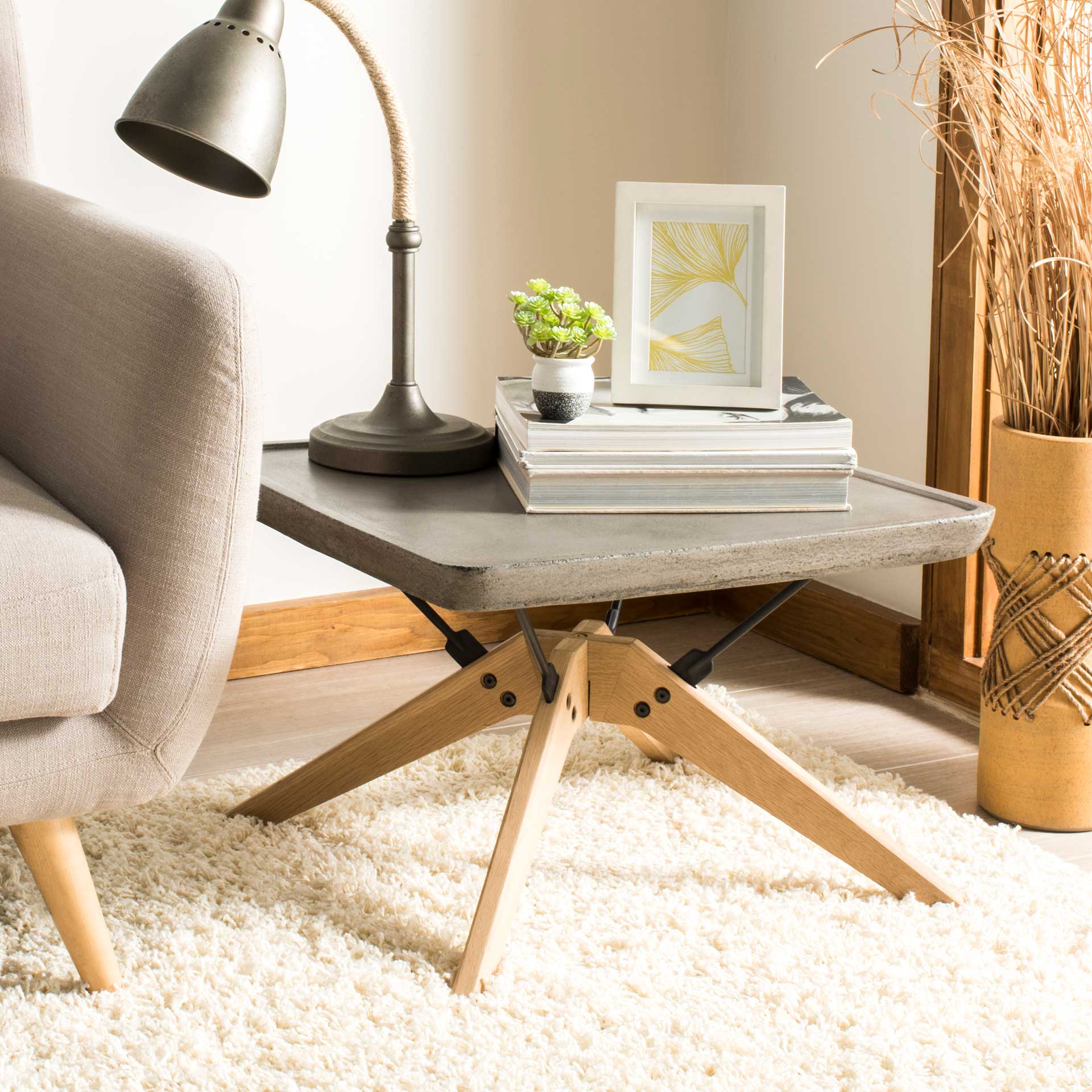 Deion Modern Concrete Coffee Table Dark Gray - Image 4
