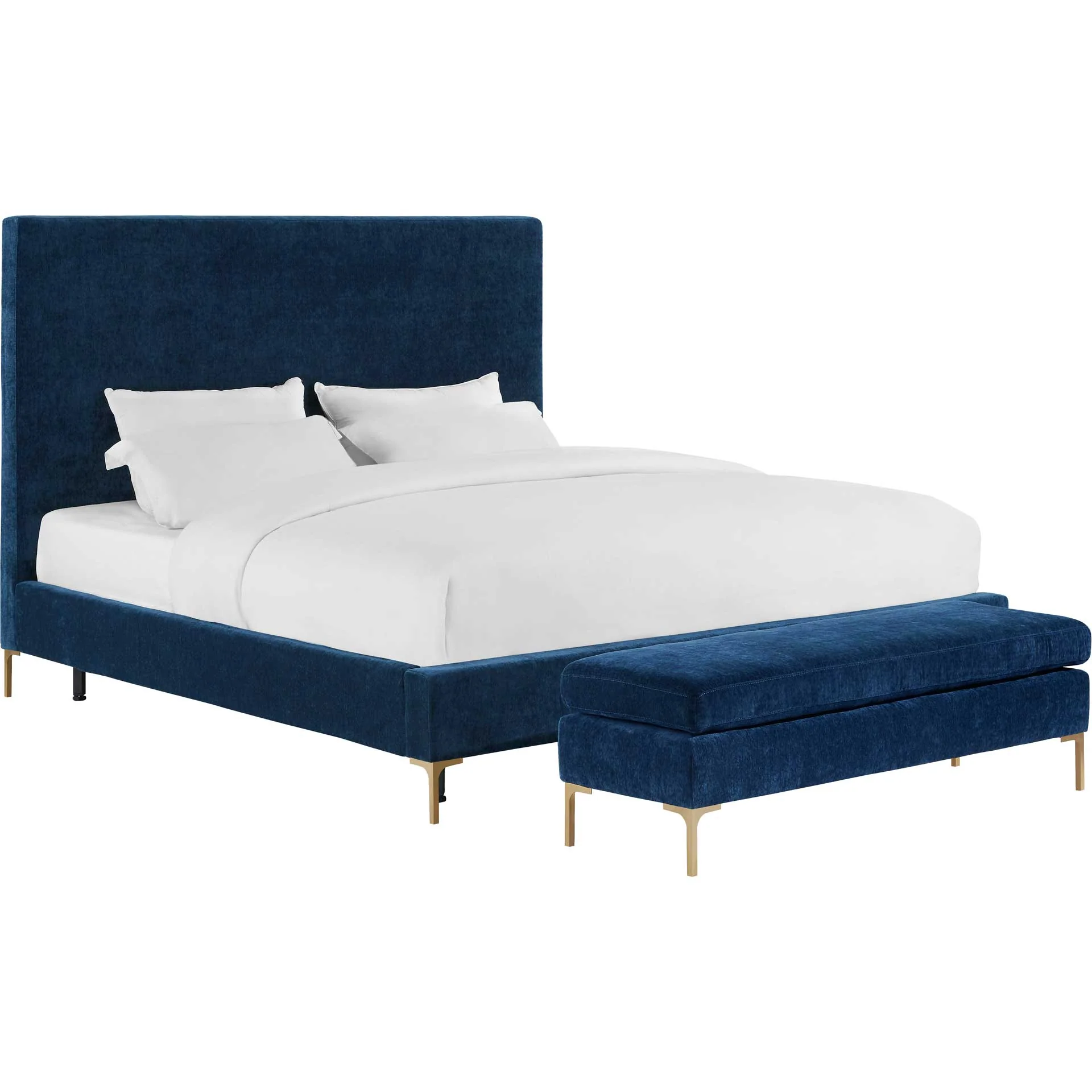 Deitria Textured Velvet Bed Navy - Image 5