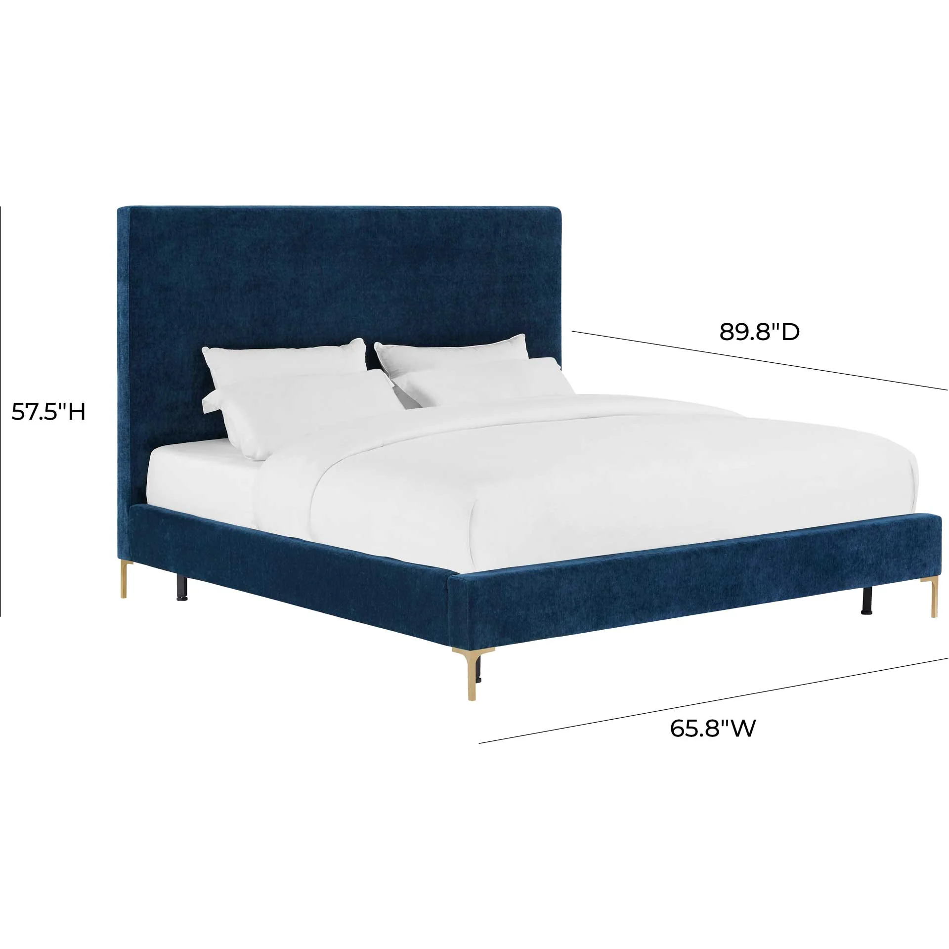 Deitria Textured Velvet Bed Navy - Image 7