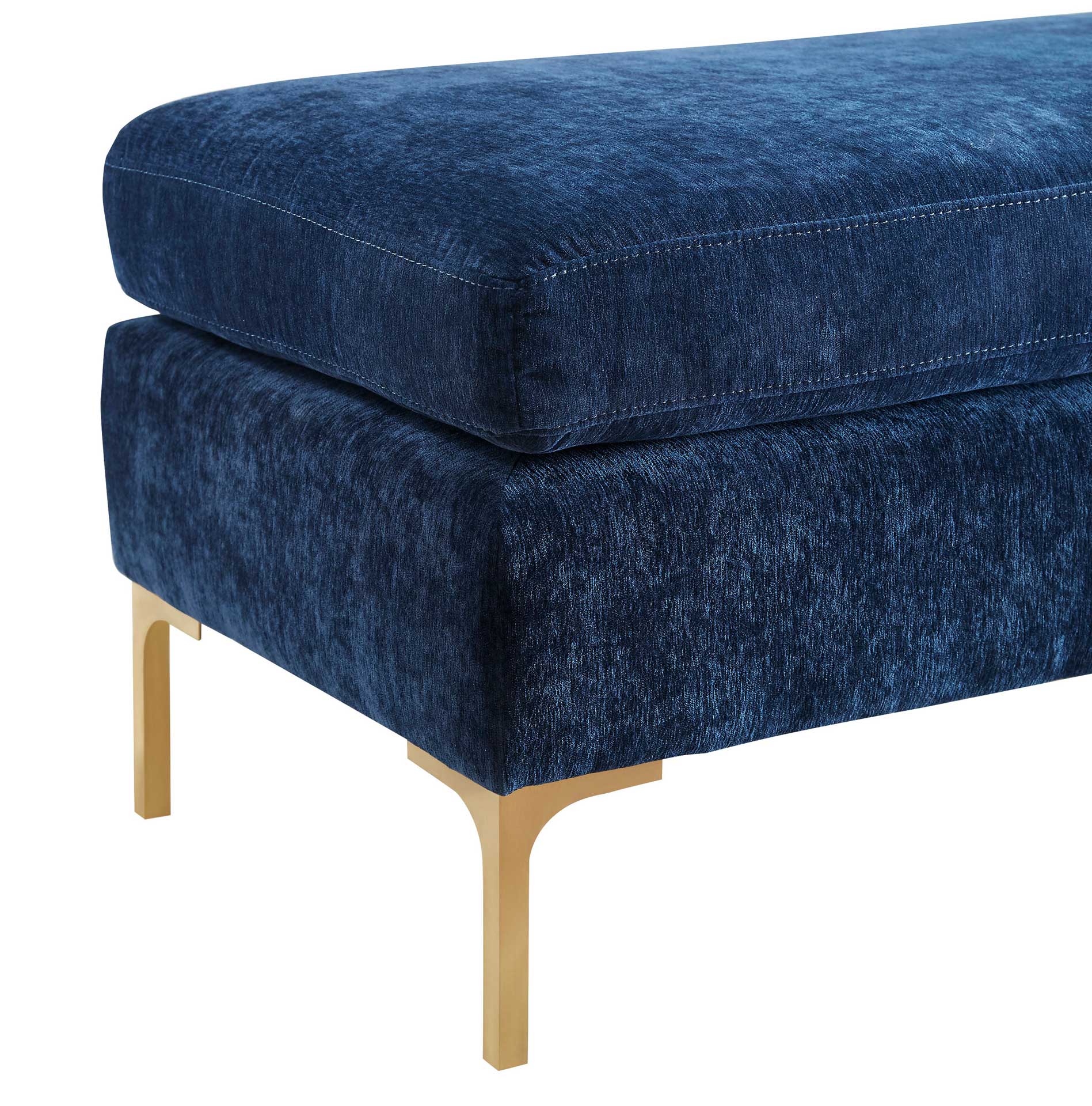 Deitria Textured Velvet Bench Navy - Image 3