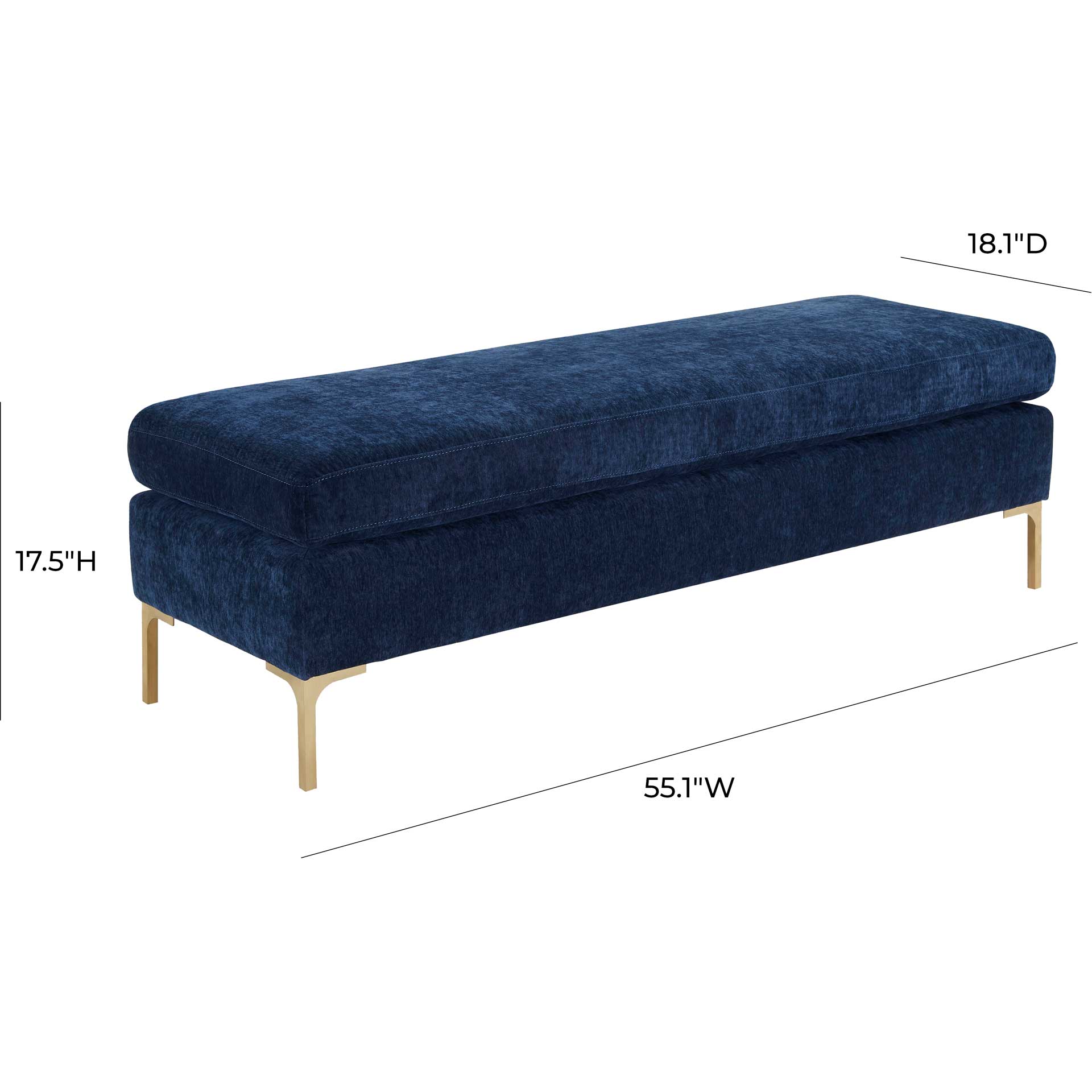 Deitria Textured Velvet Bench Navy - Image 5