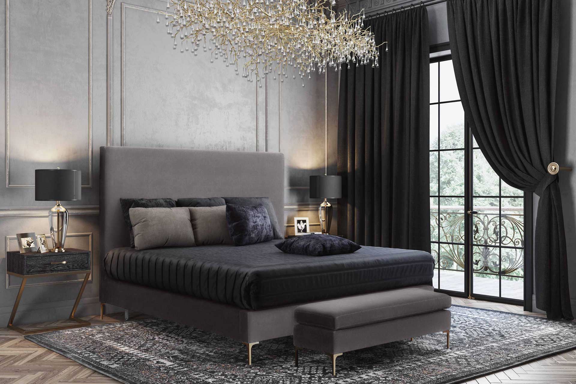 Deitria Velvet Bed Gray - Image 7