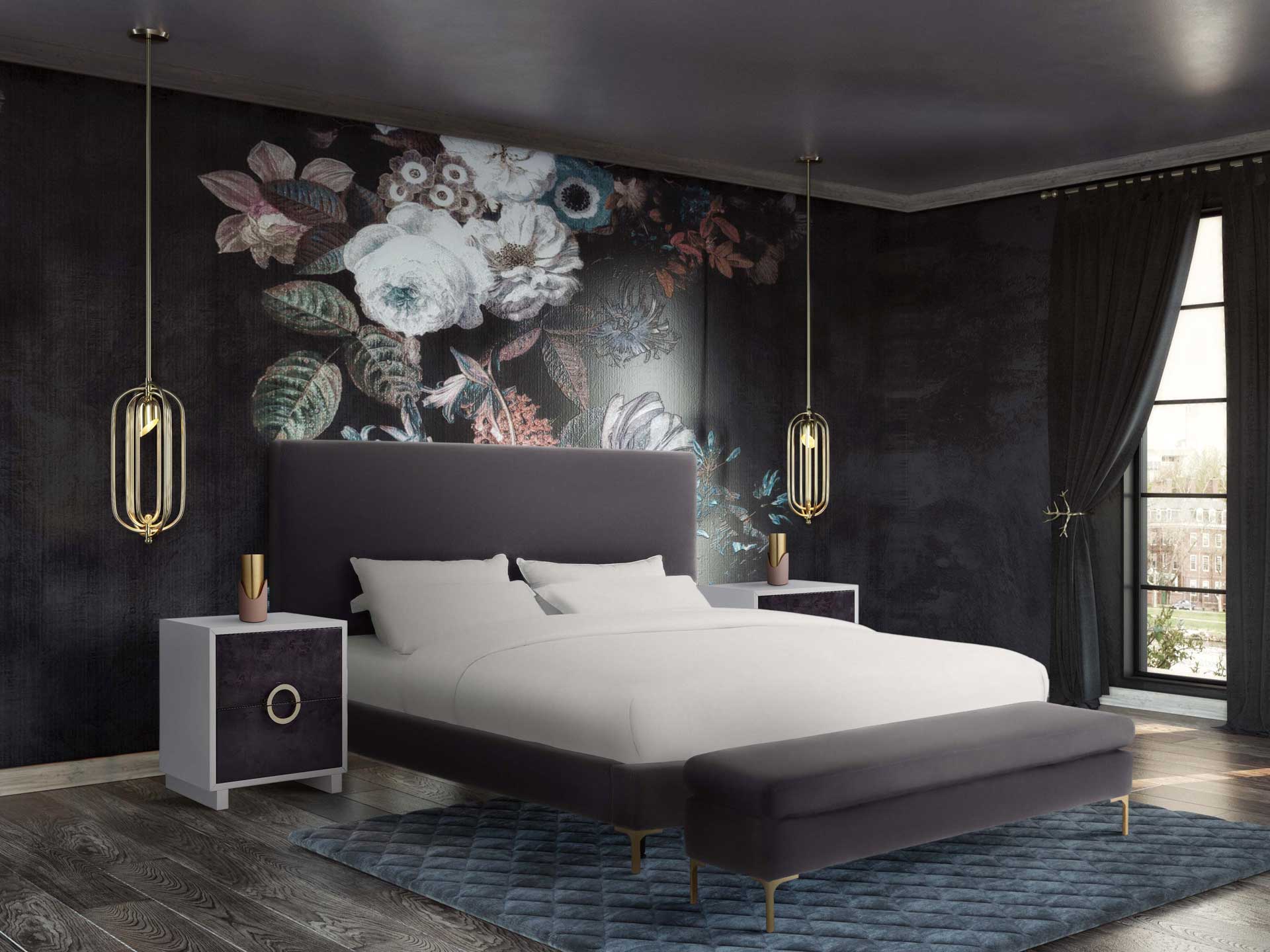 Deitria Velvet Bed Gray - Image 8
