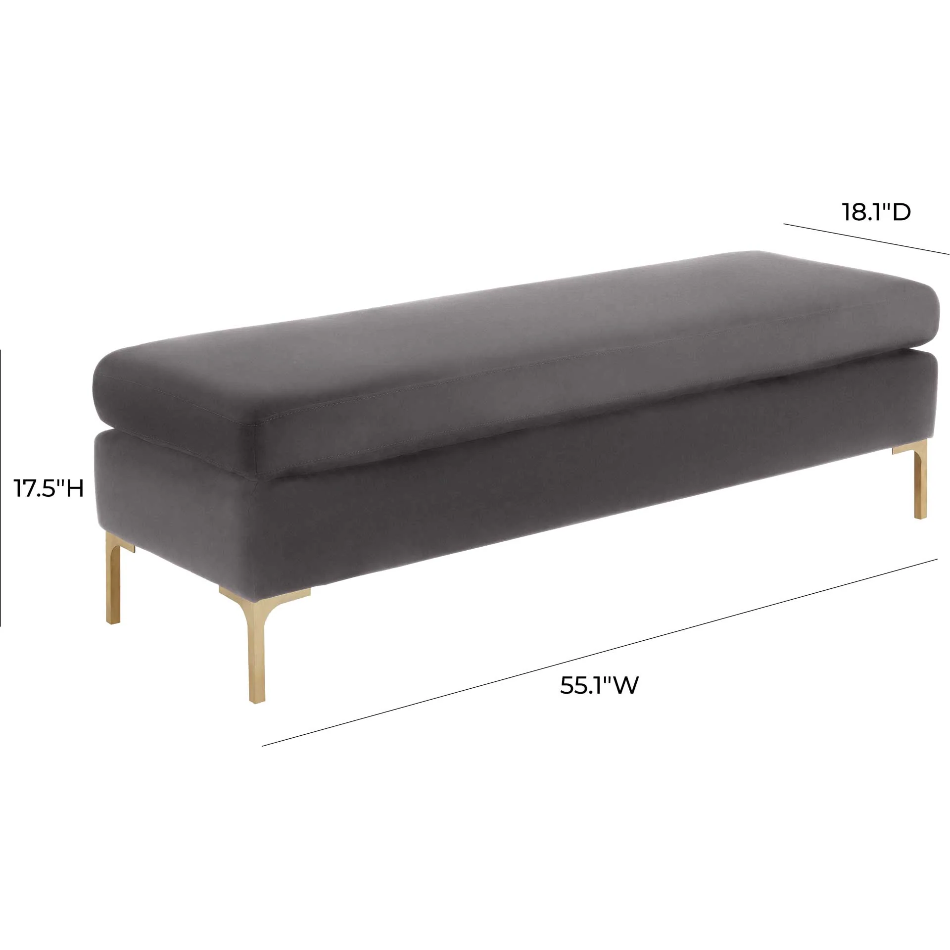 Deitria Velvet Bench Gray - Image 4
