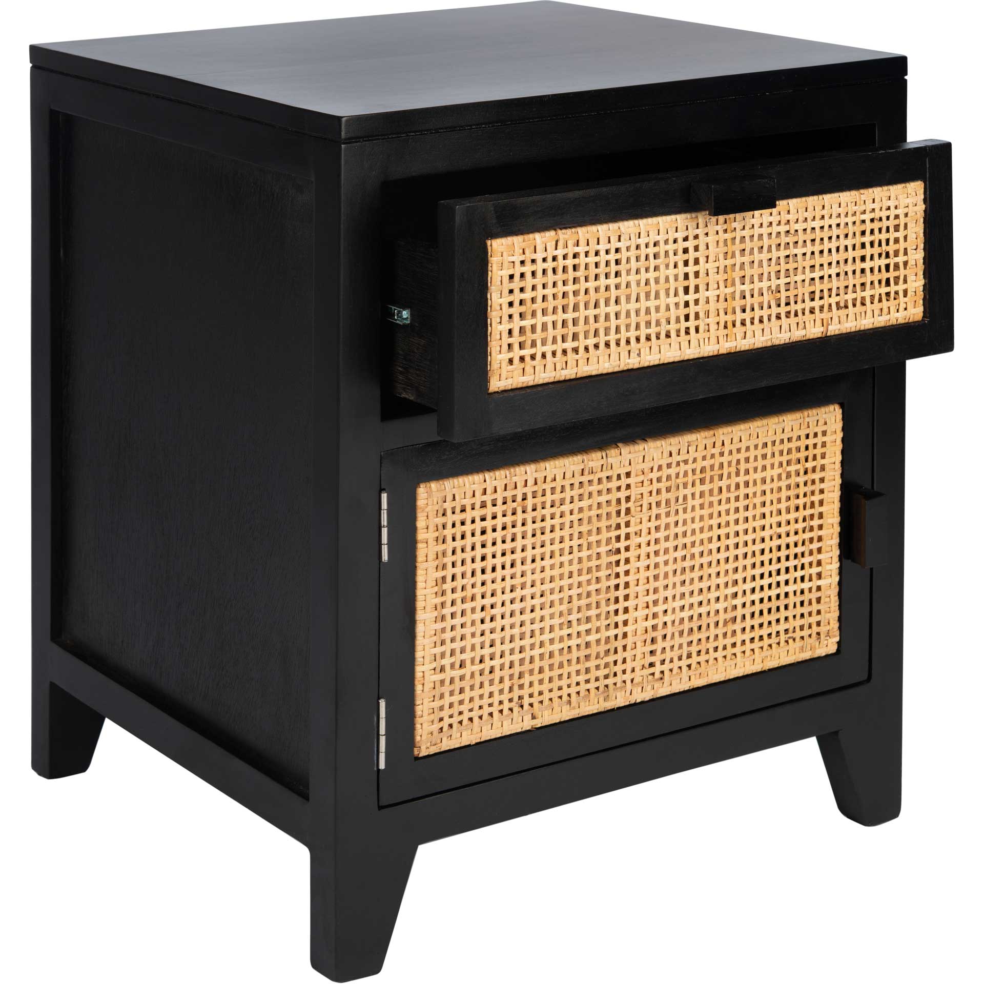 Delia 1 Drawer 1 Door Nightstand Black/Natural - Image 2