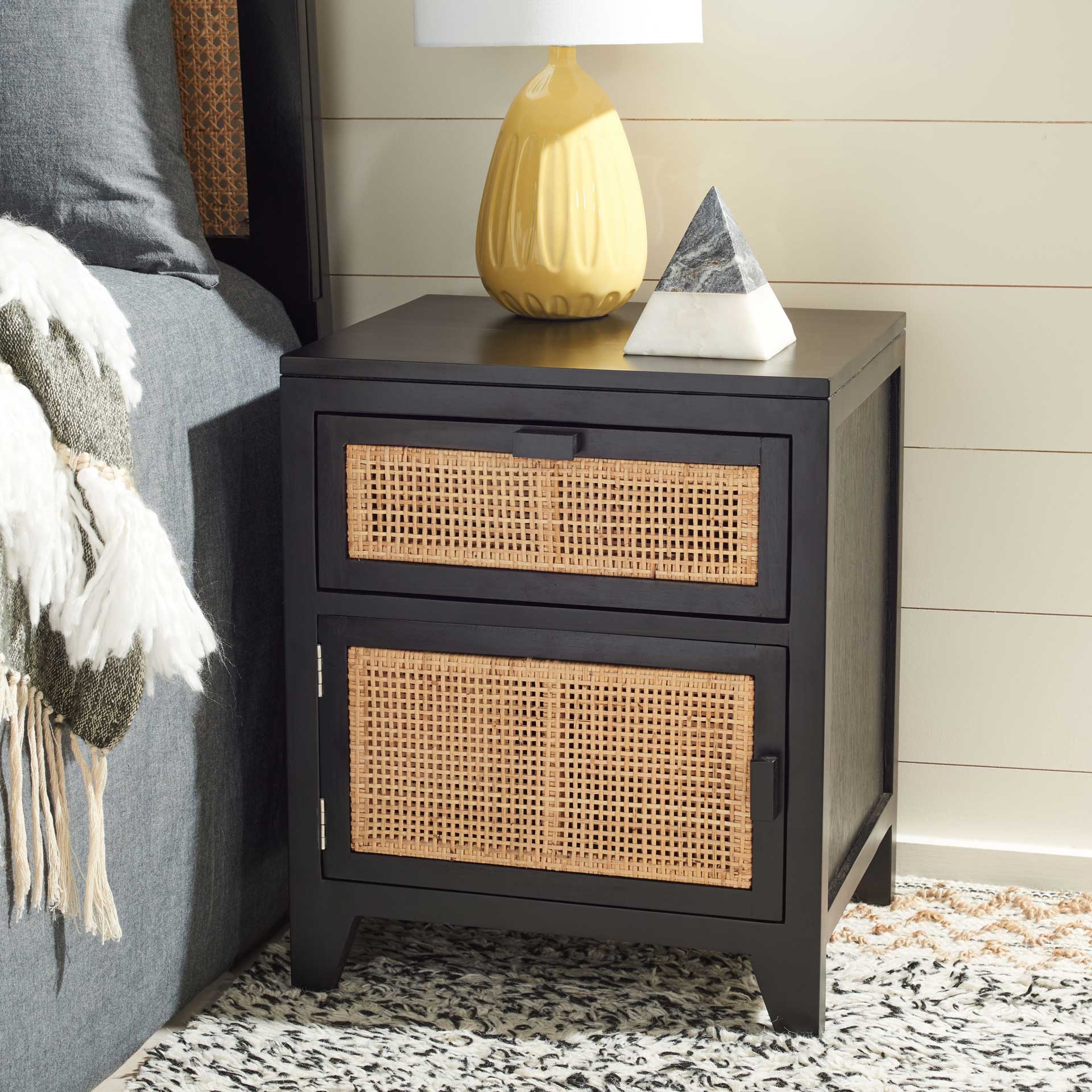 Delia 1 Drawer 1 Door Nightstand Black/Natural - Image 8