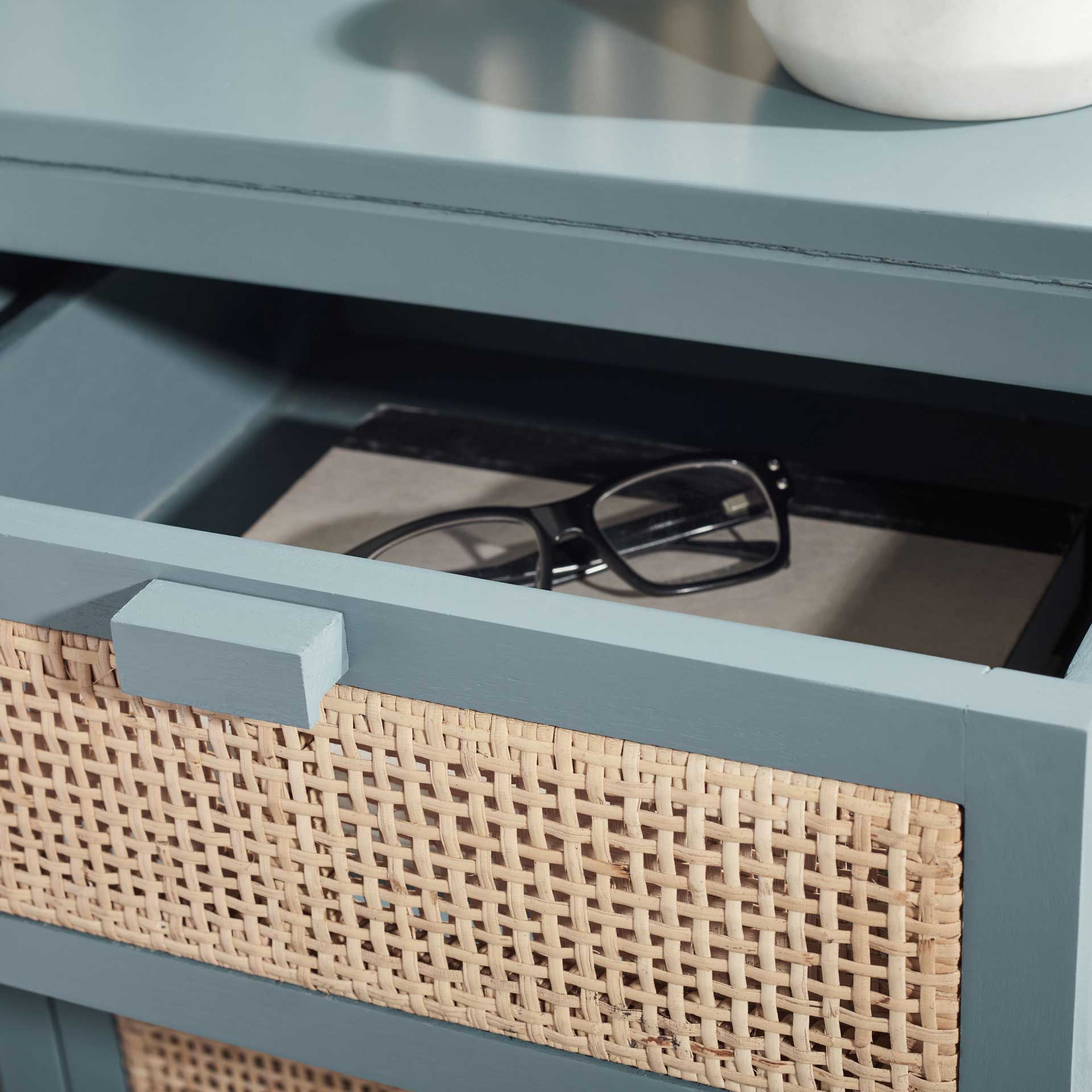 Delia 1 Drawer 1 Door Nightstand Blue Gray/Natural - Image 7