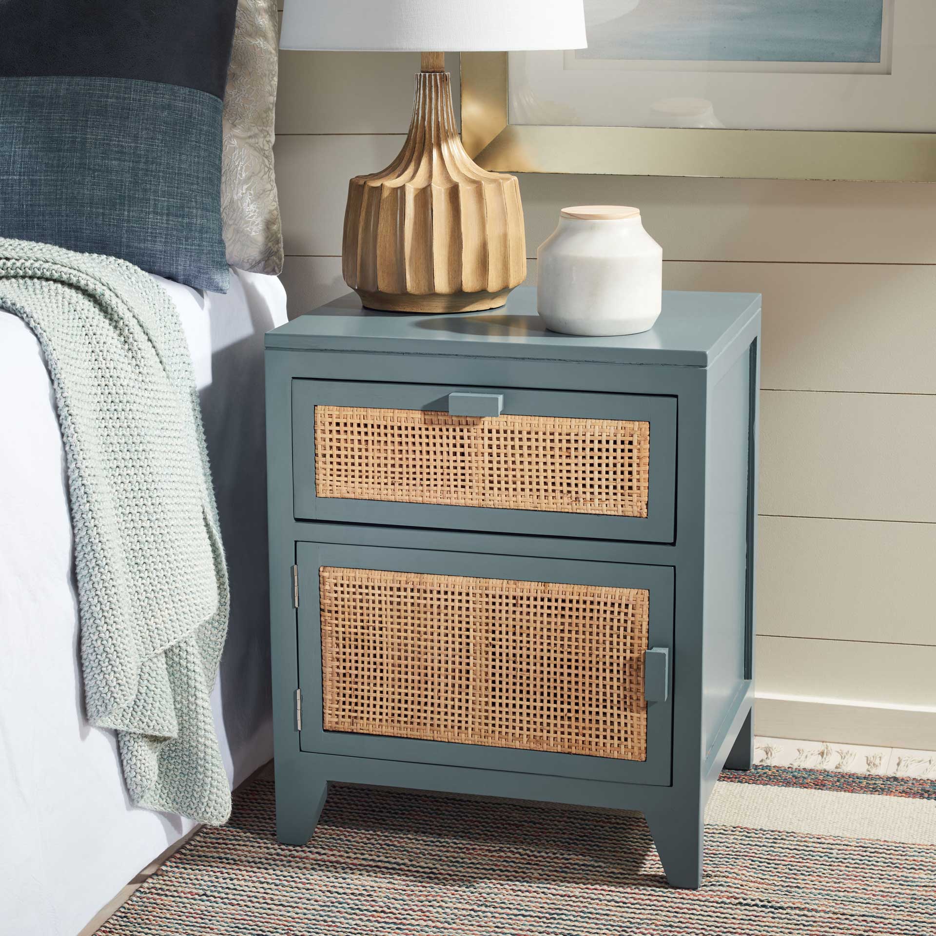 Delia 1 Drawer 1 Door Nightstand Blue Gray/Natural - Image 8