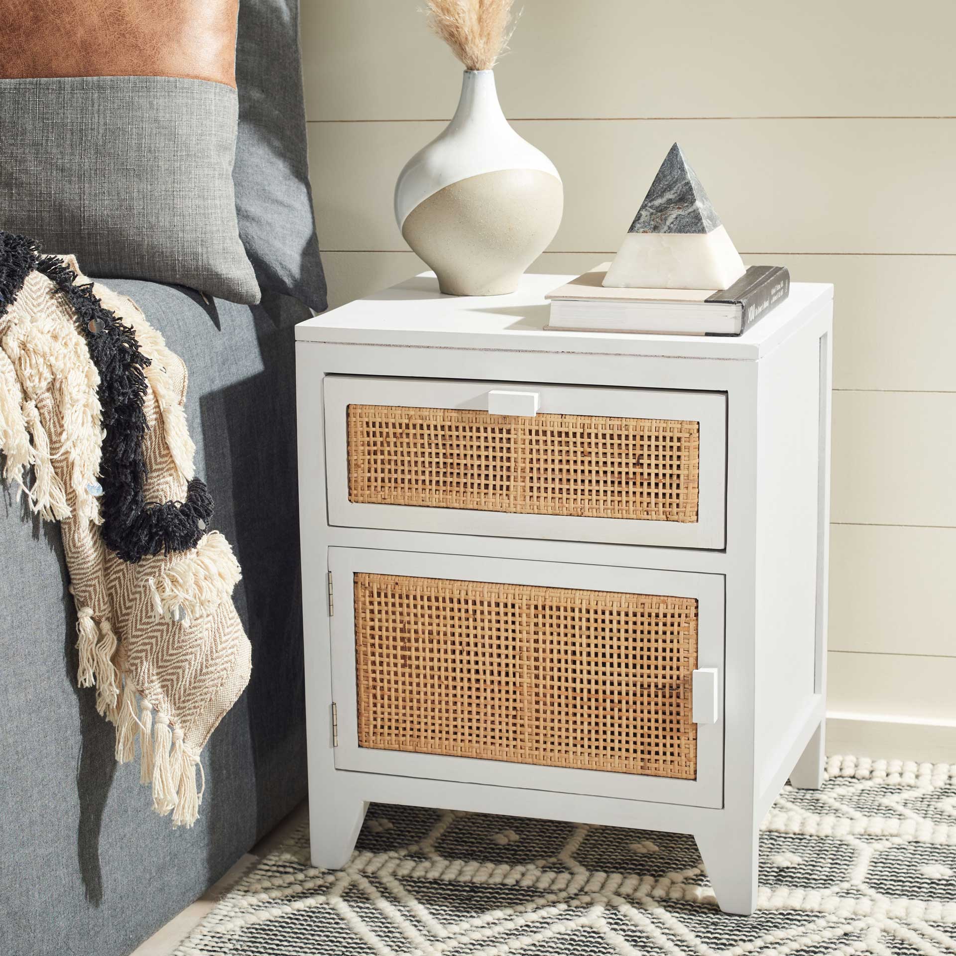 Delia 1 Drawer 1 Door Nightstand White/Natural - Image 8